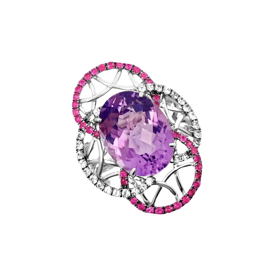 Amethyst and Pink Sapphire Statement Ring