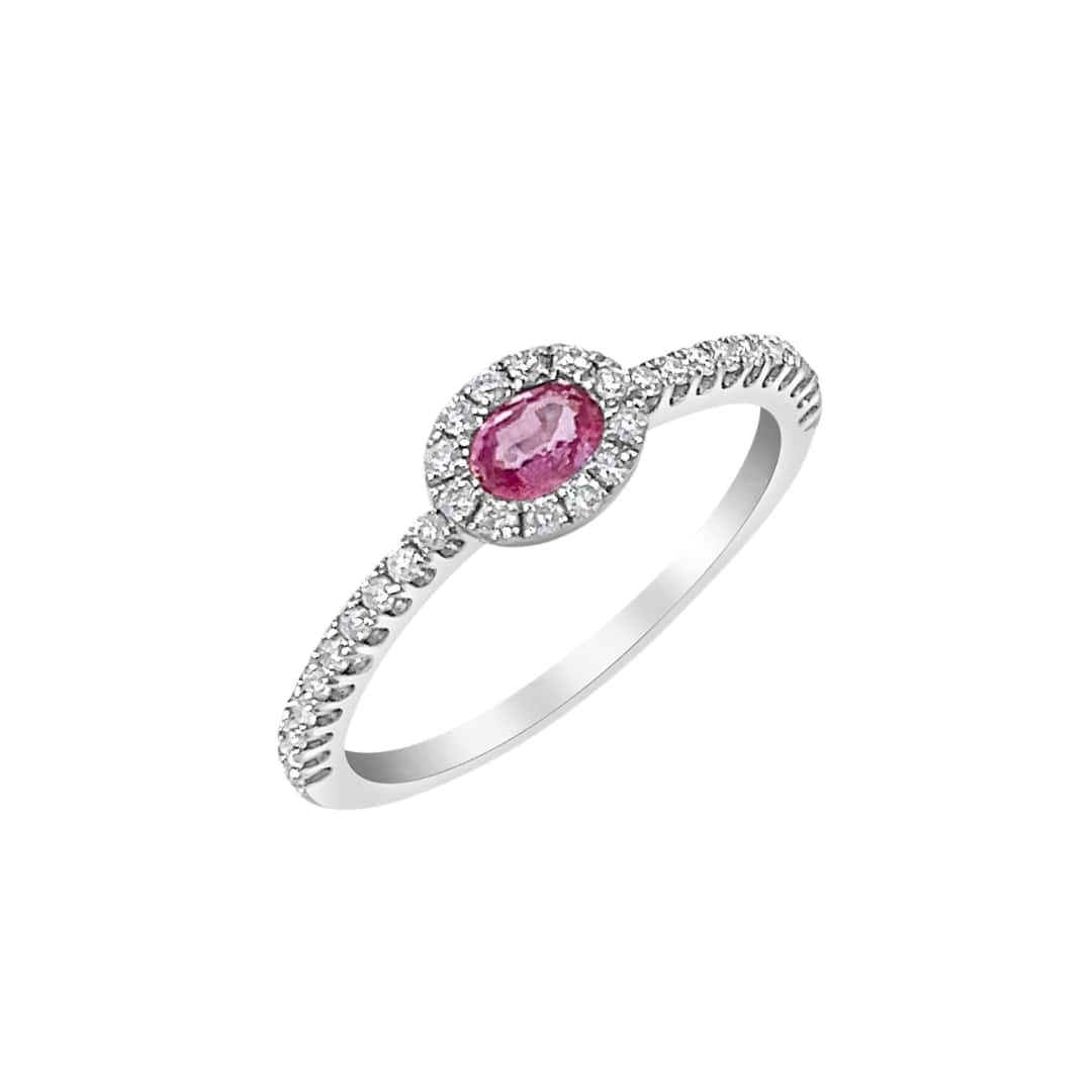 Pink Sapphire and Diamond Ring