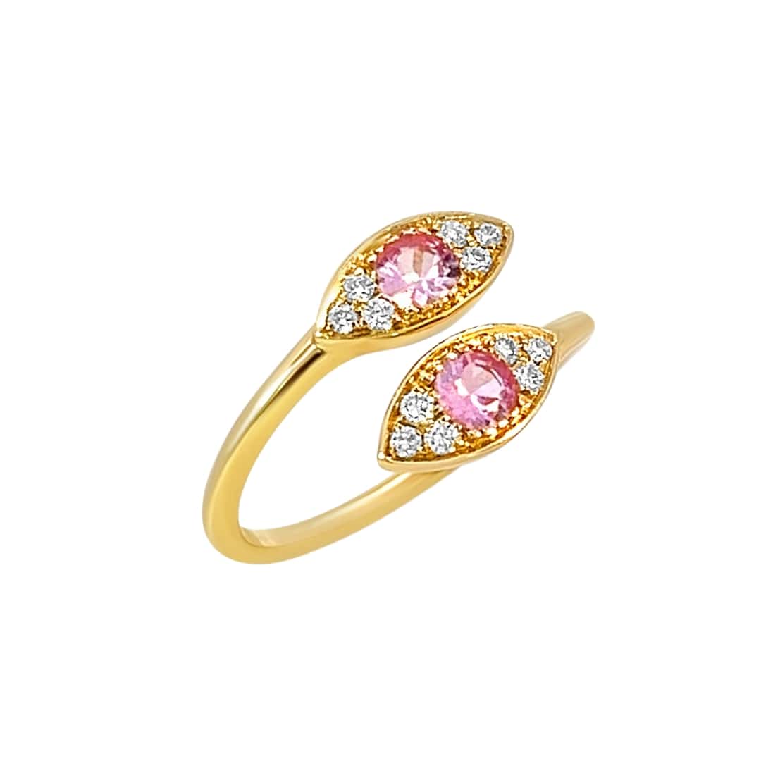 Pink Sapphire and Diamond Bypass Ring