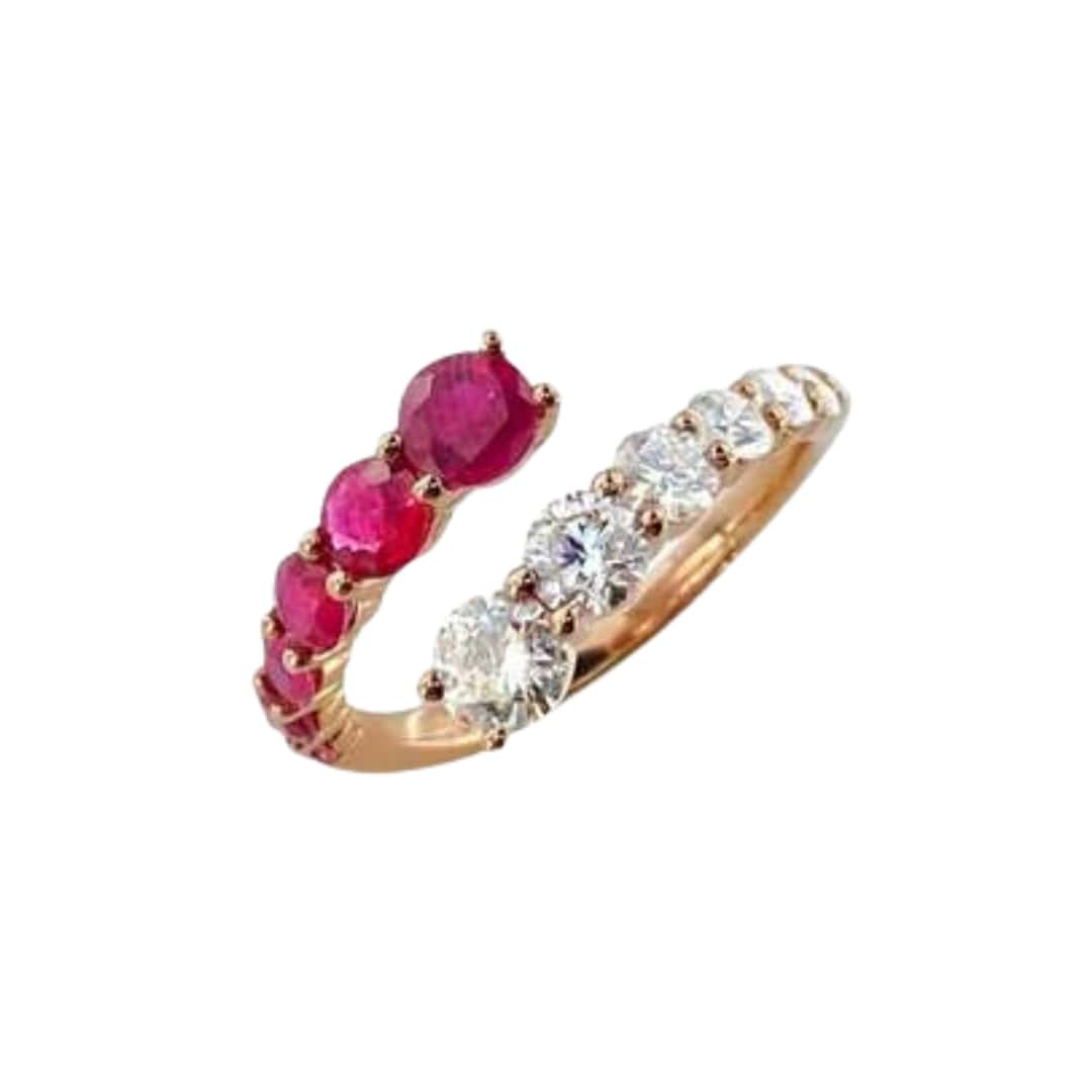 Graduating Ruby and Diamond Wrap Ring