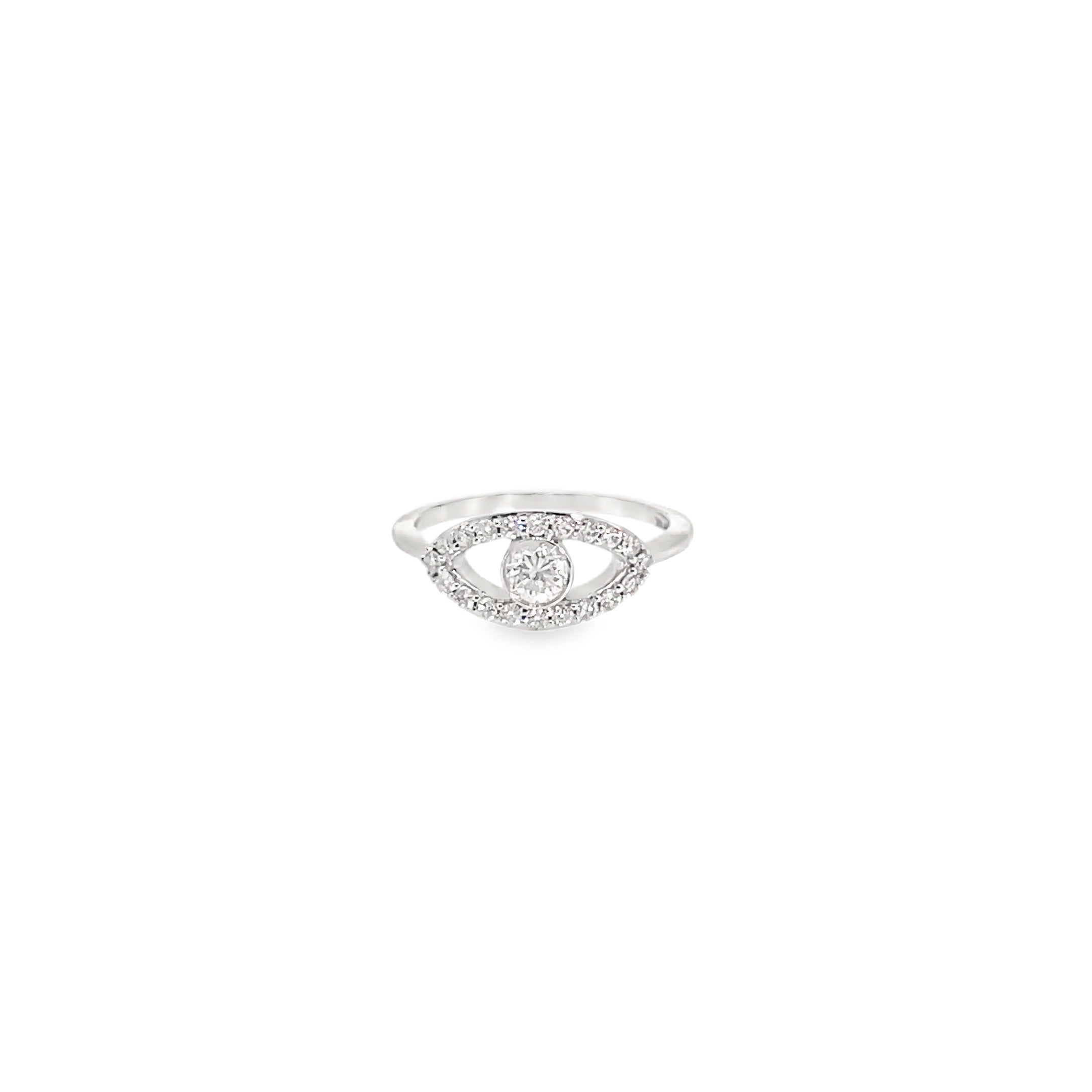 Diamond Evil Eye Ring in White Gold