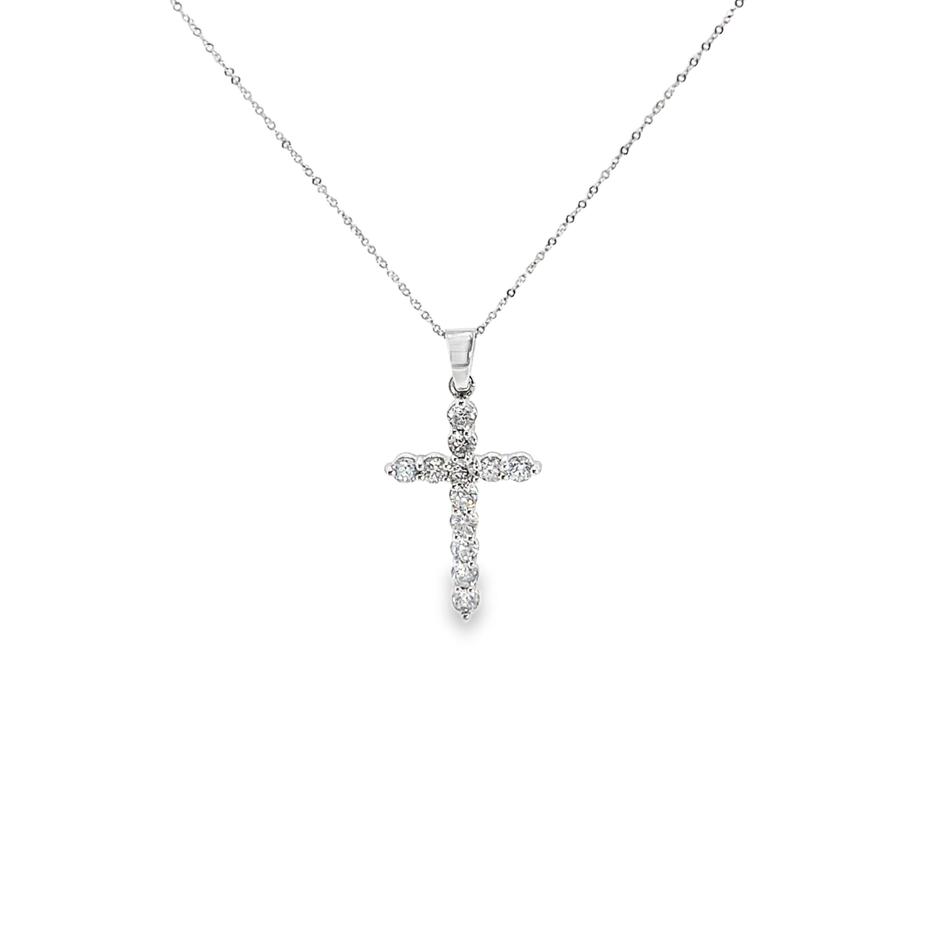 Diamond Cross Pendant Necklace in White Gold