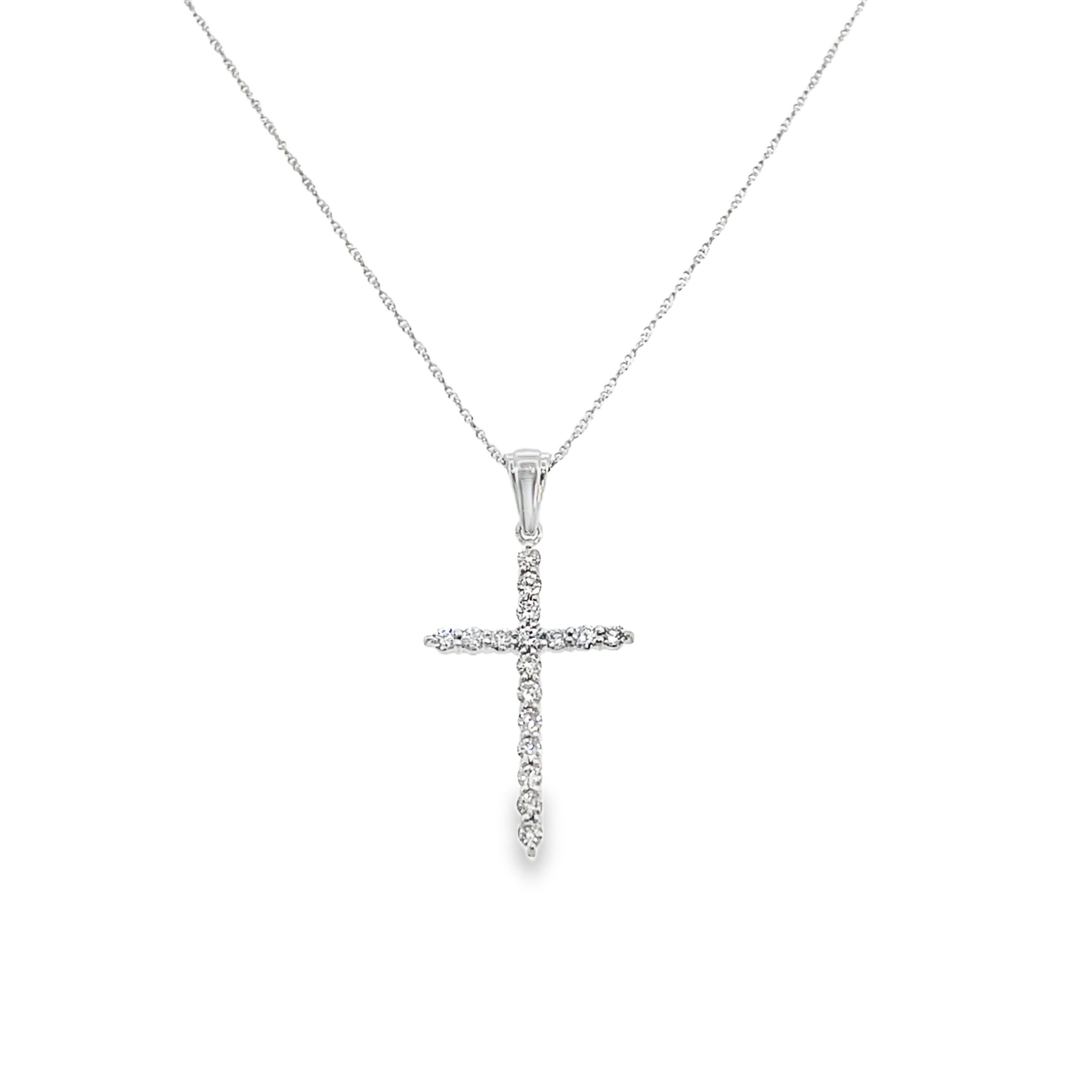 Diamond Cross Pendant Necklace in White Gold