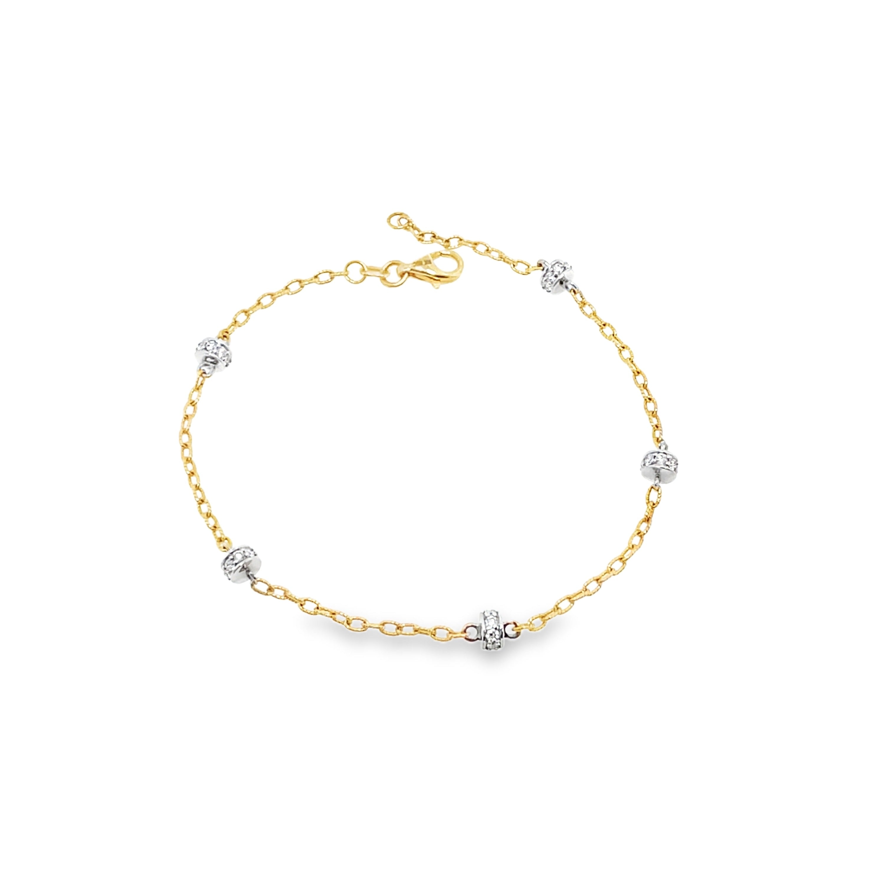 Yellow Gold Diamond Station Chain Bracelet