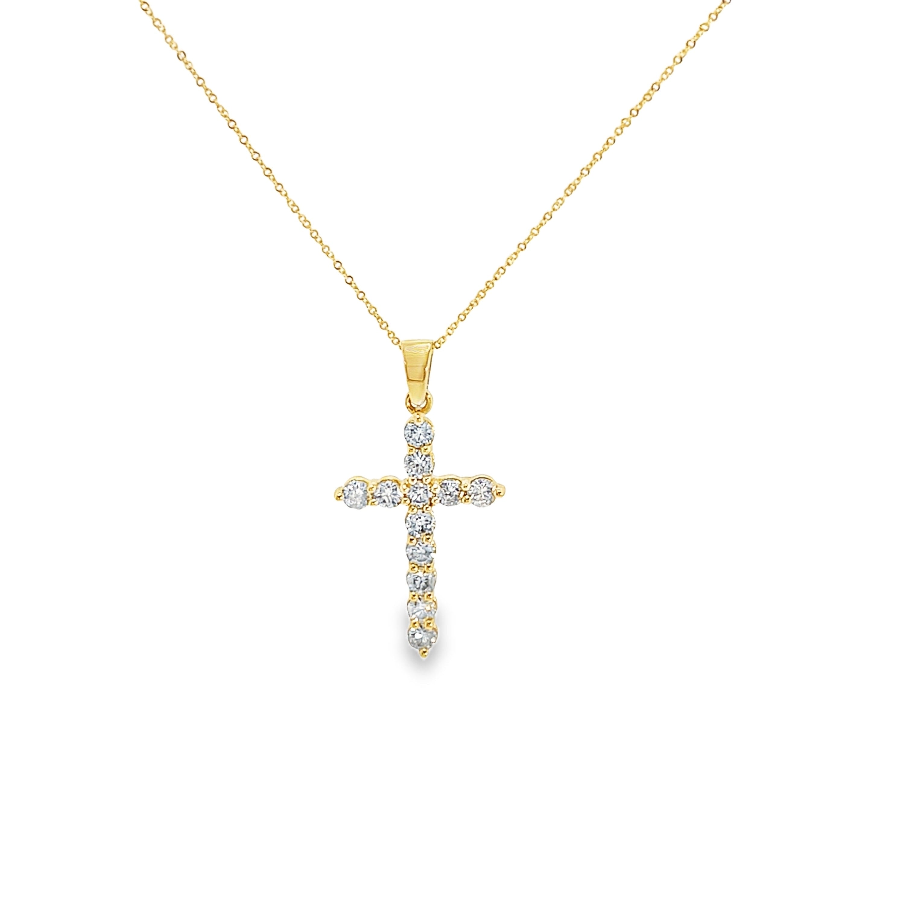Diamond Cross Pendant Necklace in Yellow Gold