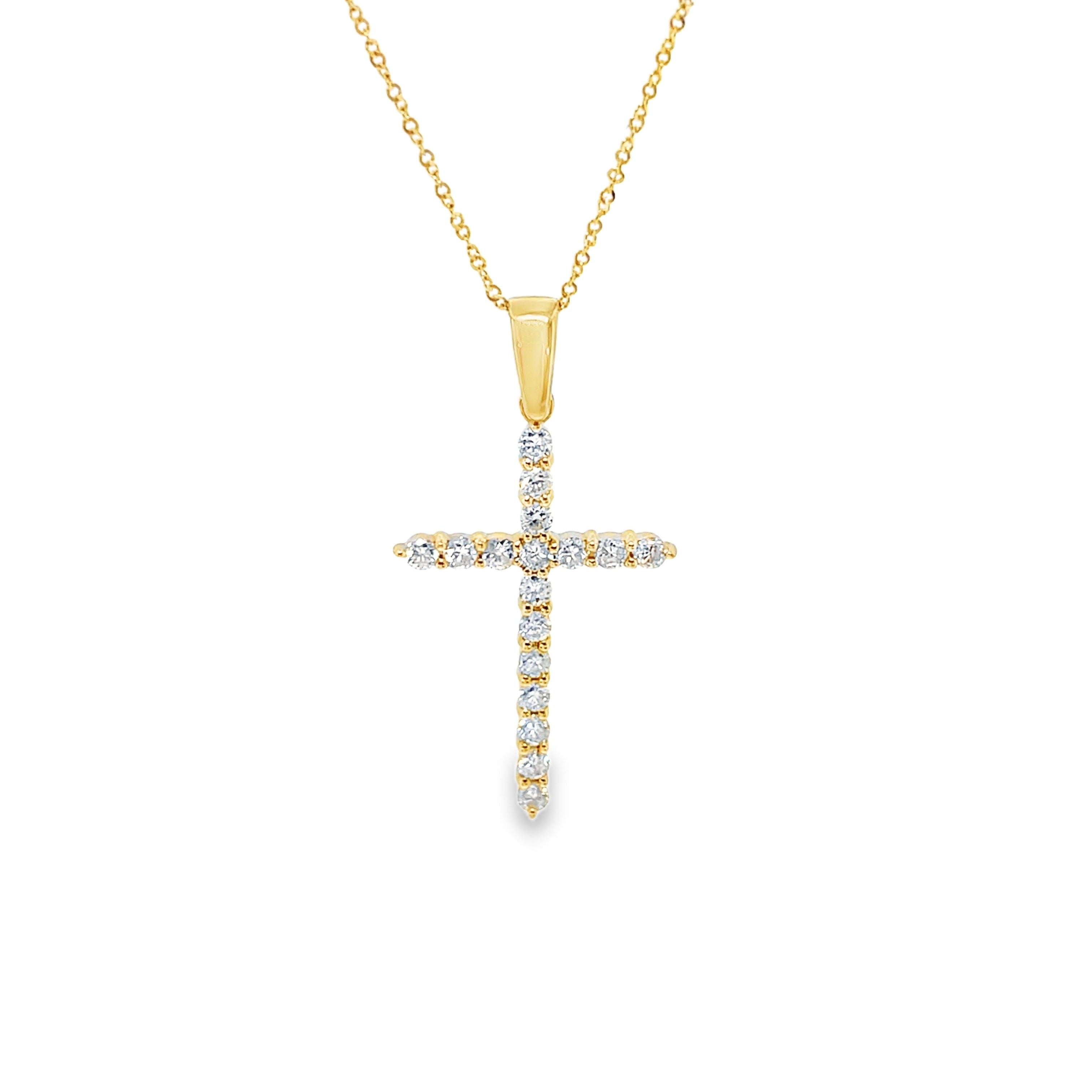 Diamond Cross Pendant Necklace in Yellow Gold