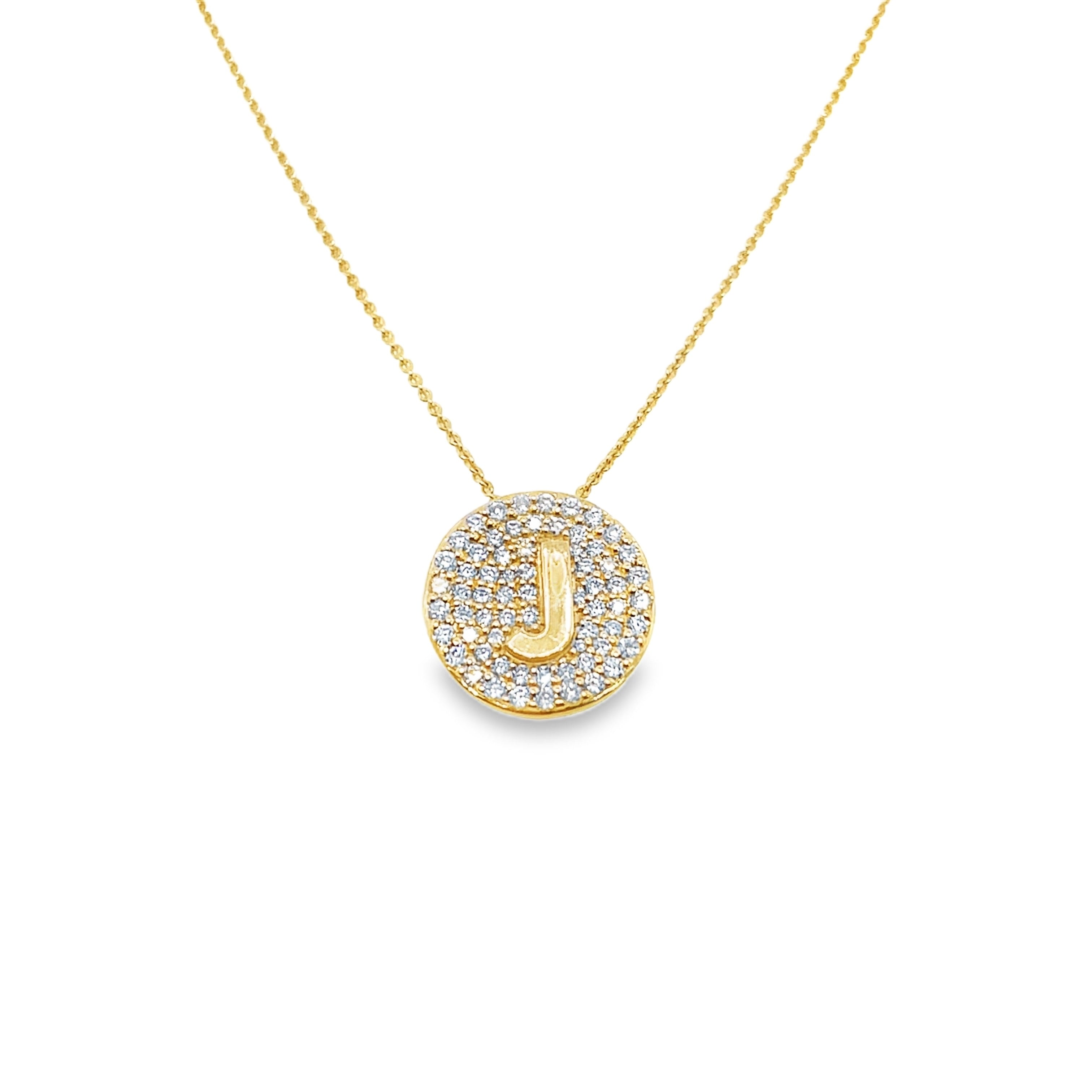 Diamond Initial J Necklace in Yellow Gold