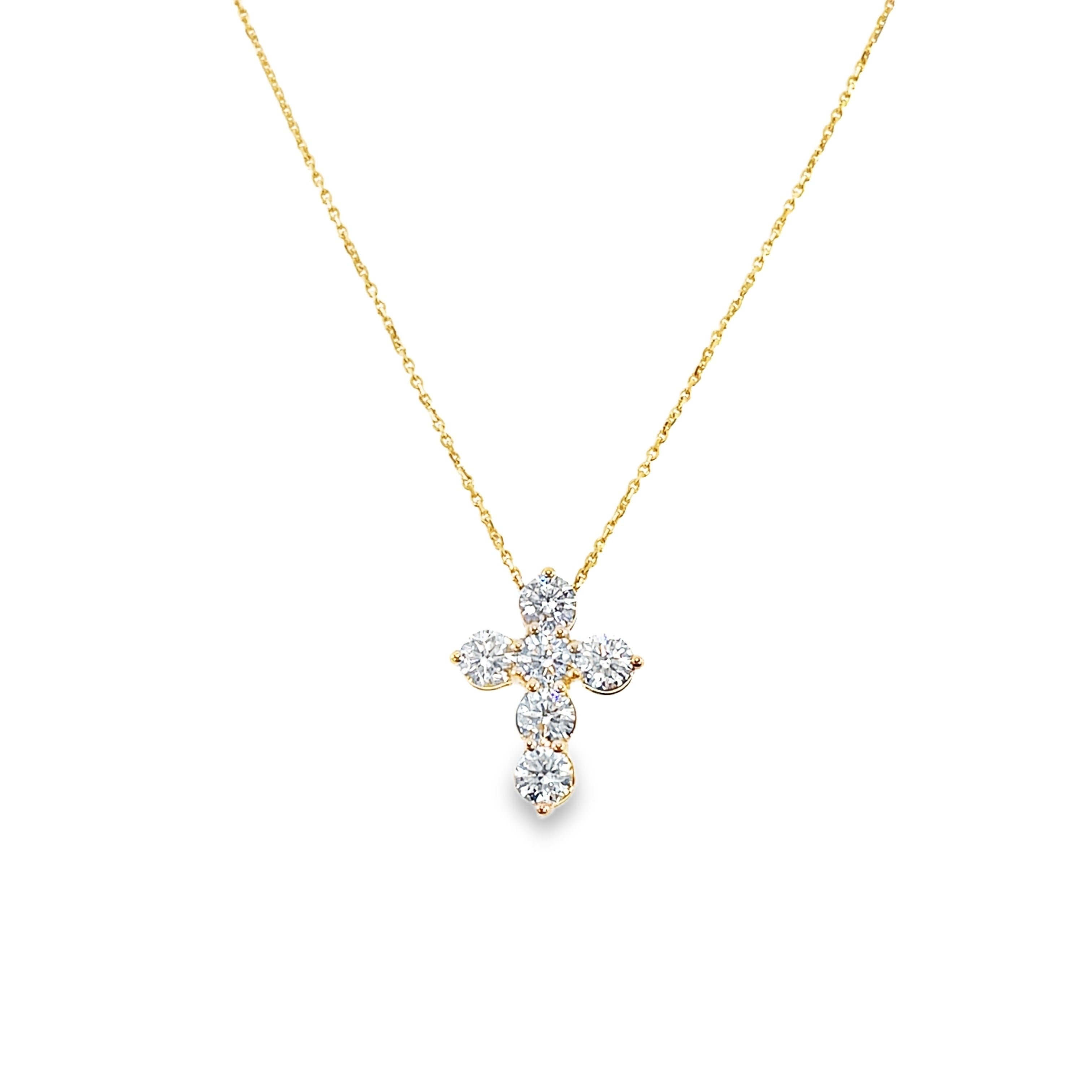 Diamond Cross Pendant Necklace in Yellow Gold