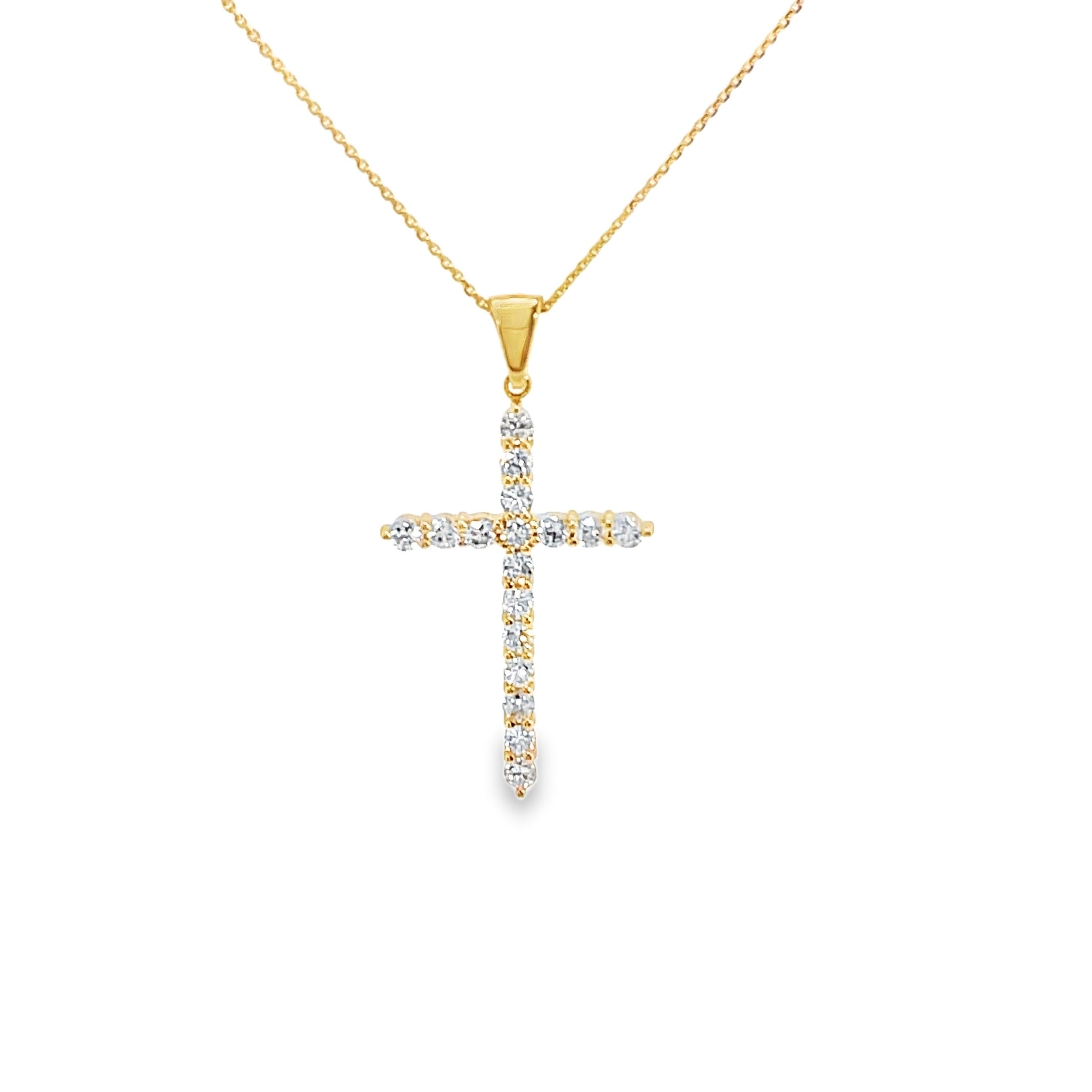 Diamond Cross Pendant Necklace in Yellow Gold