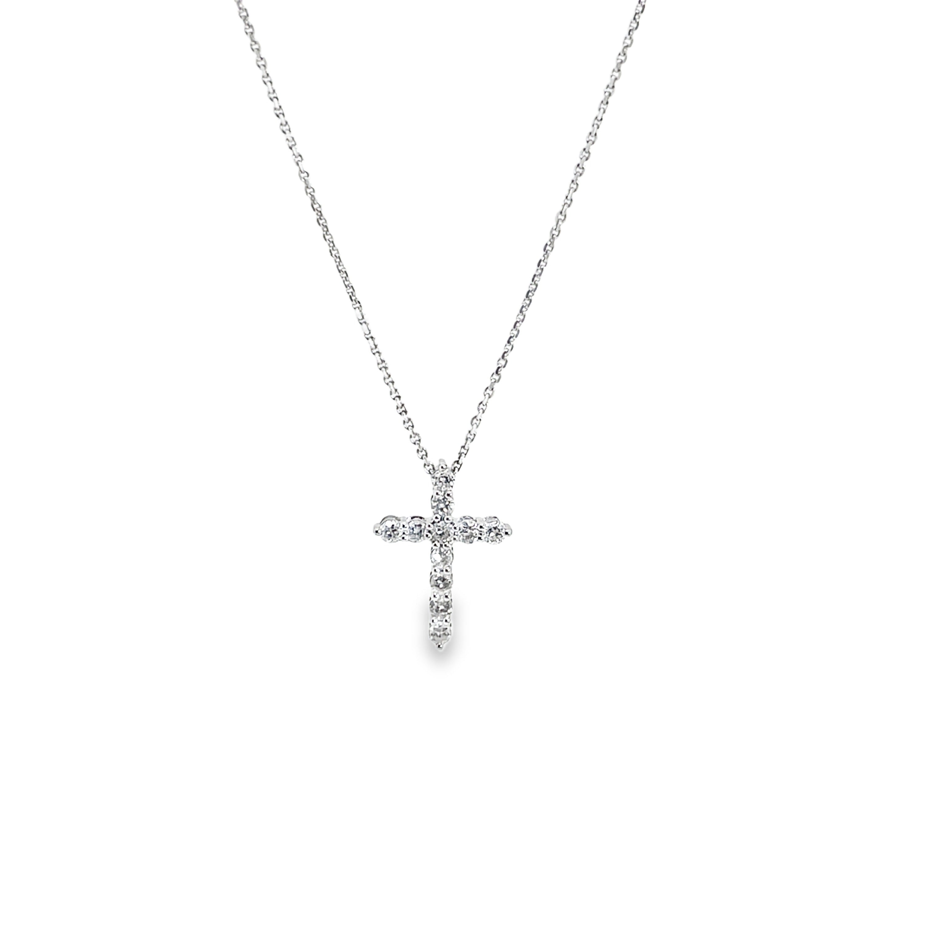 White Gold Diamond Cross Pendant Necklace