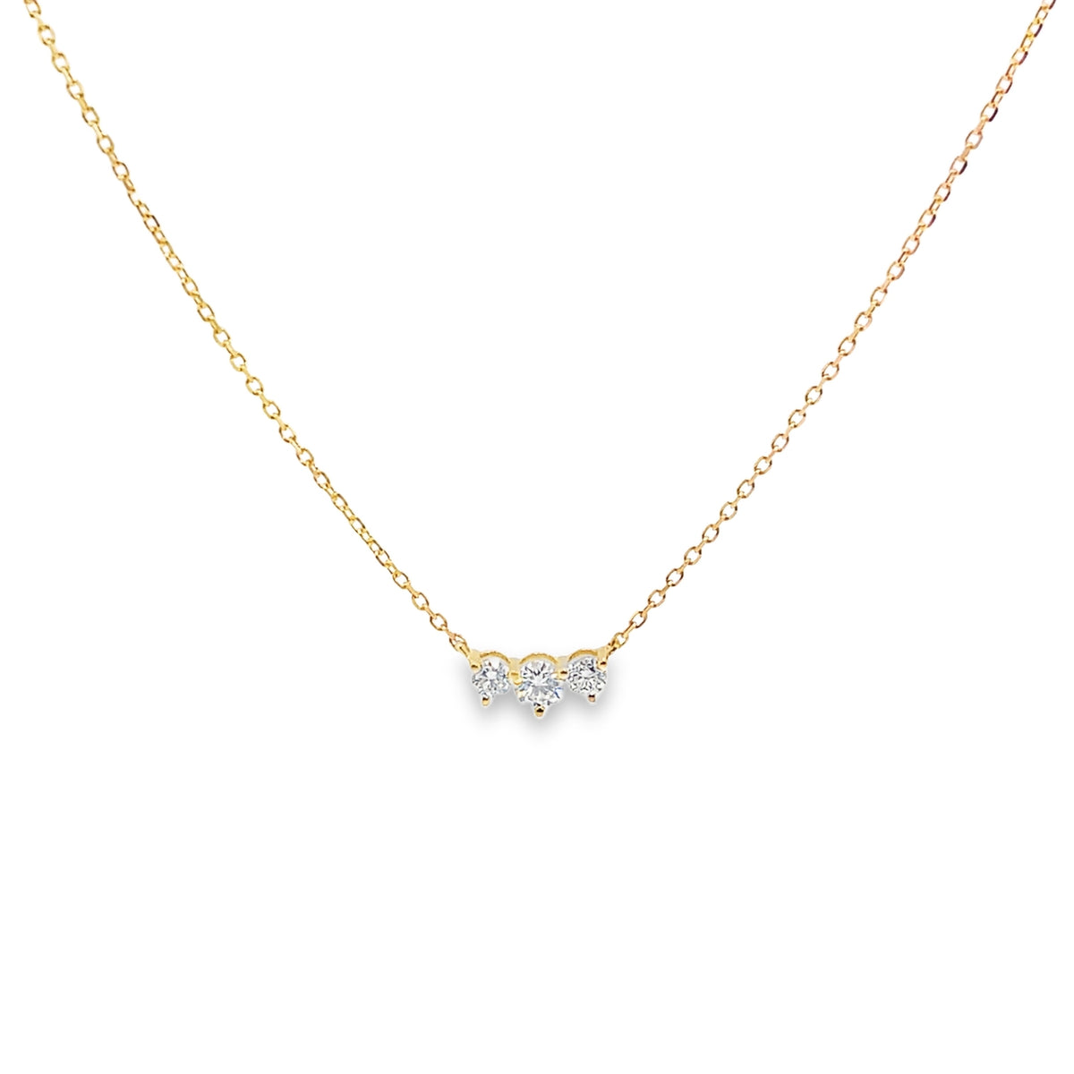 Three-Stone Diamond Necklace in Yellow Gold