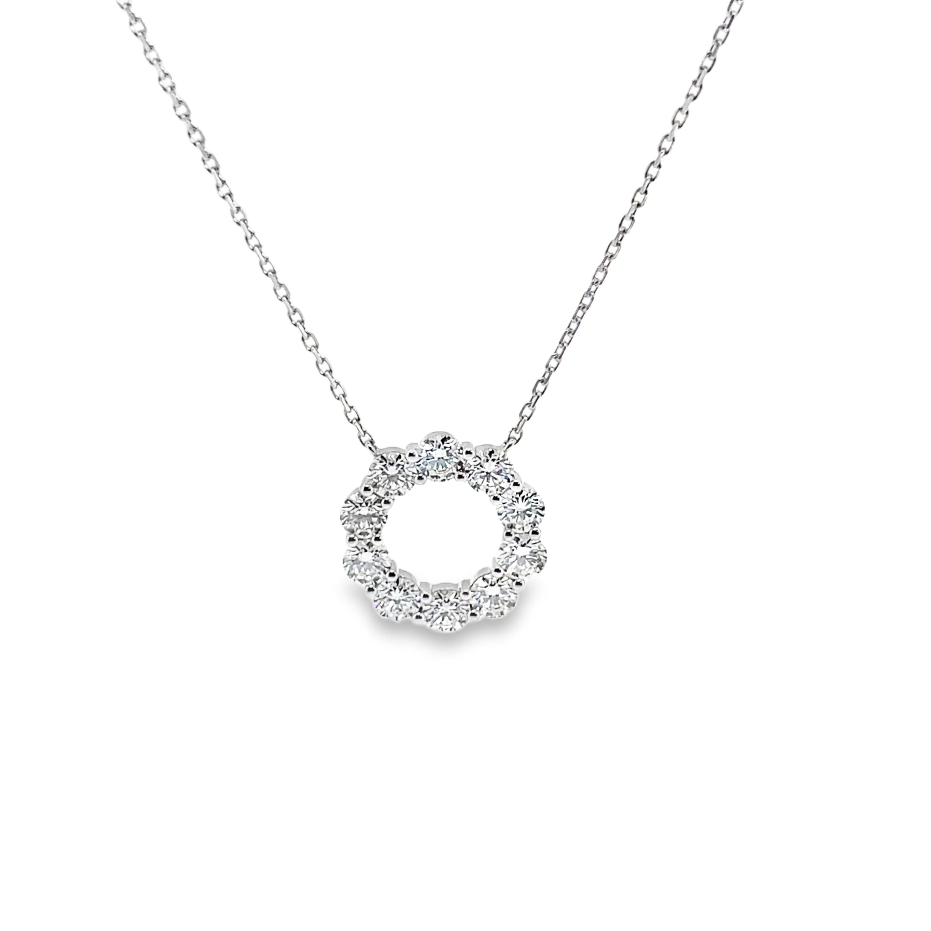 Diamond Open Circle Pendant Necklace in White Gold