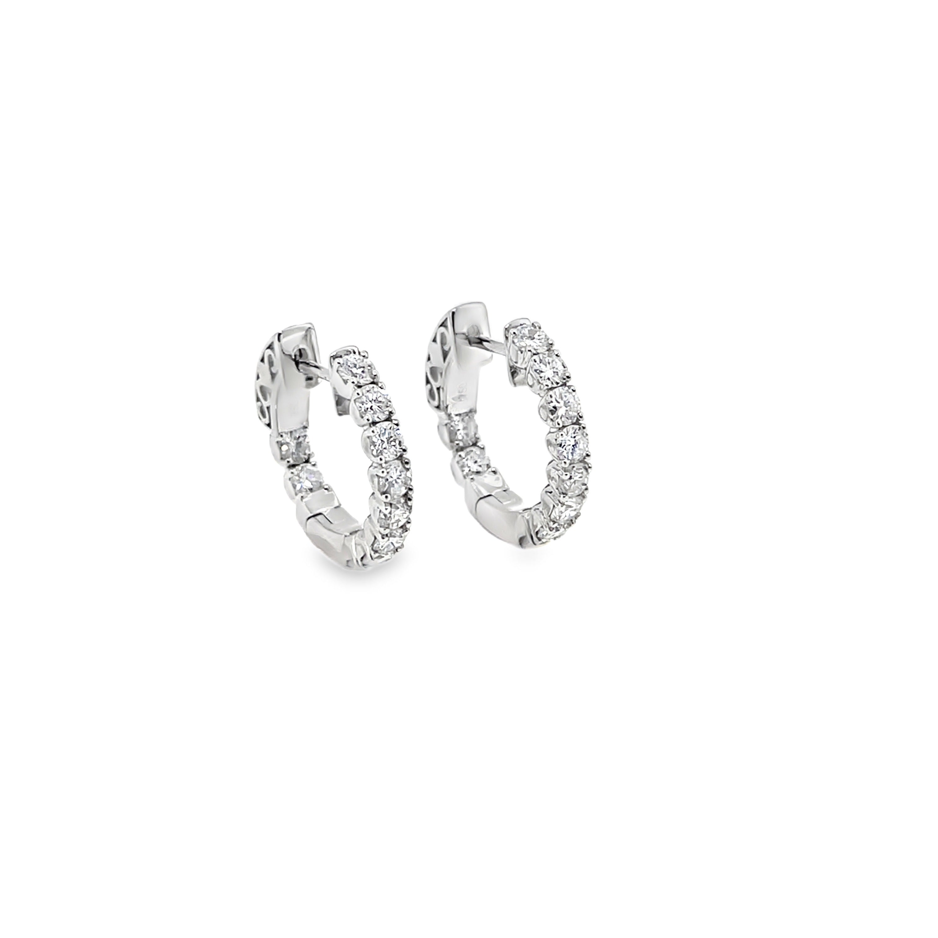 Diamond Hoop Earrings in White Gold