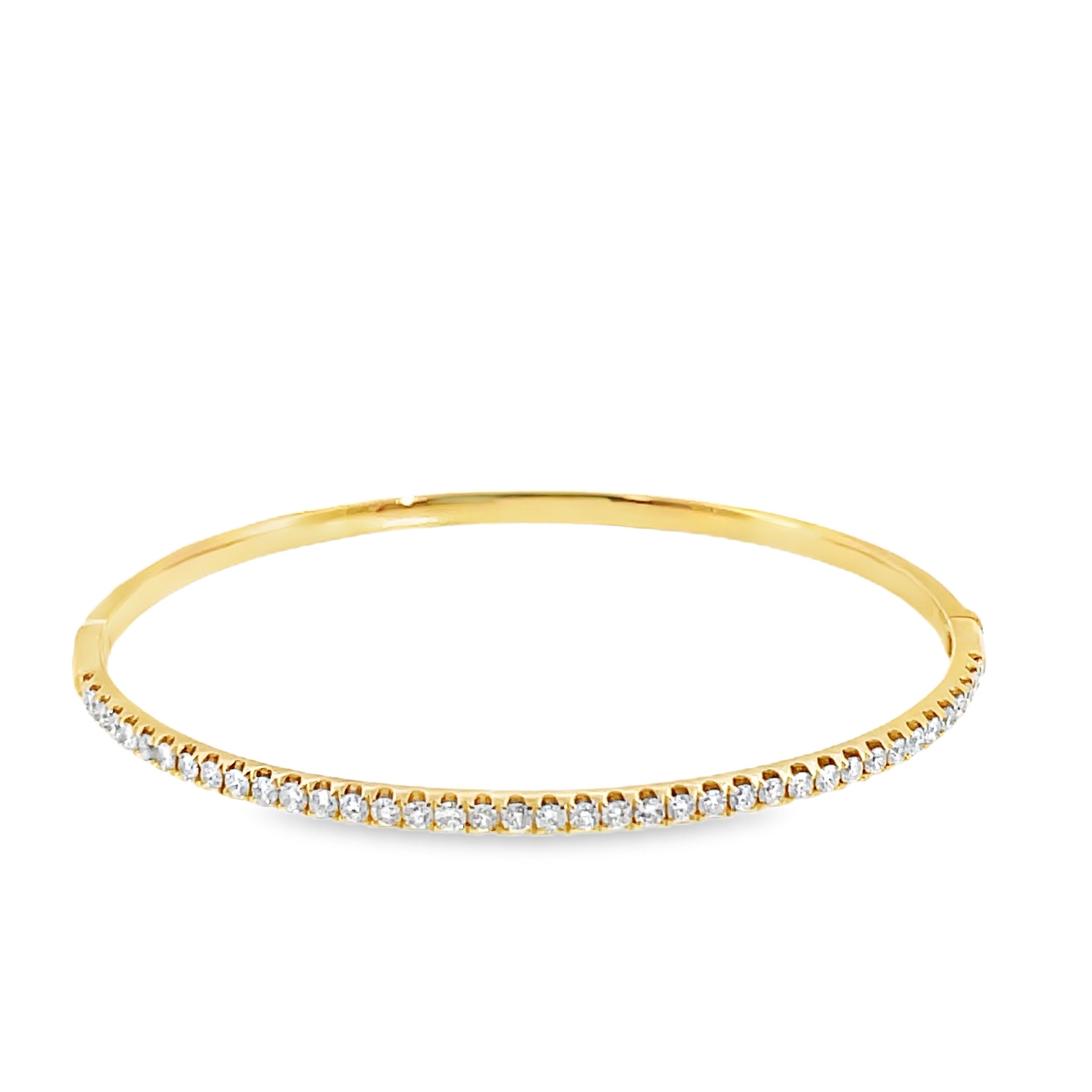 Diamond Half-Eternity Hinged Bangle in Yellow Gold