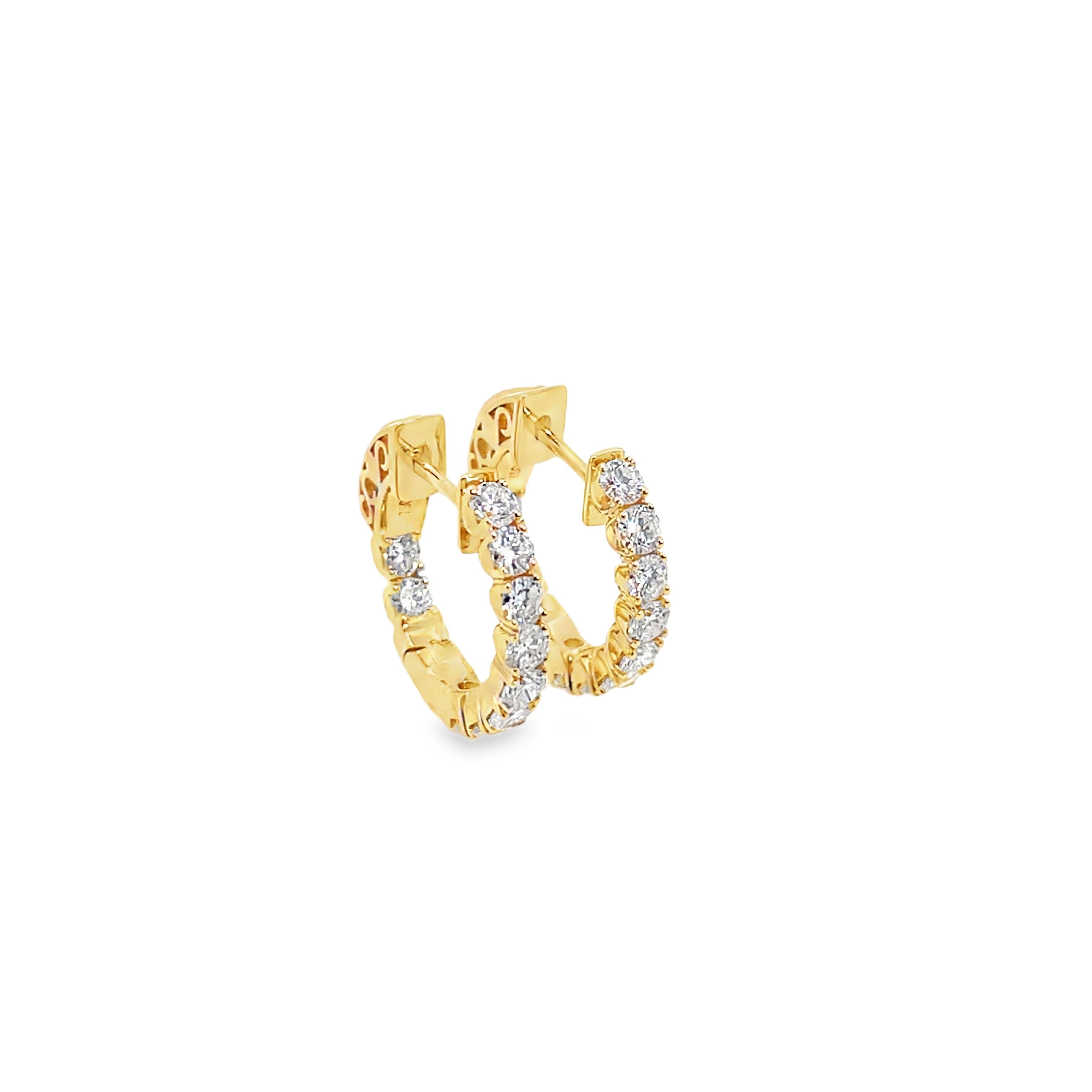 Yellow Gold Diamond Hoop Earrings