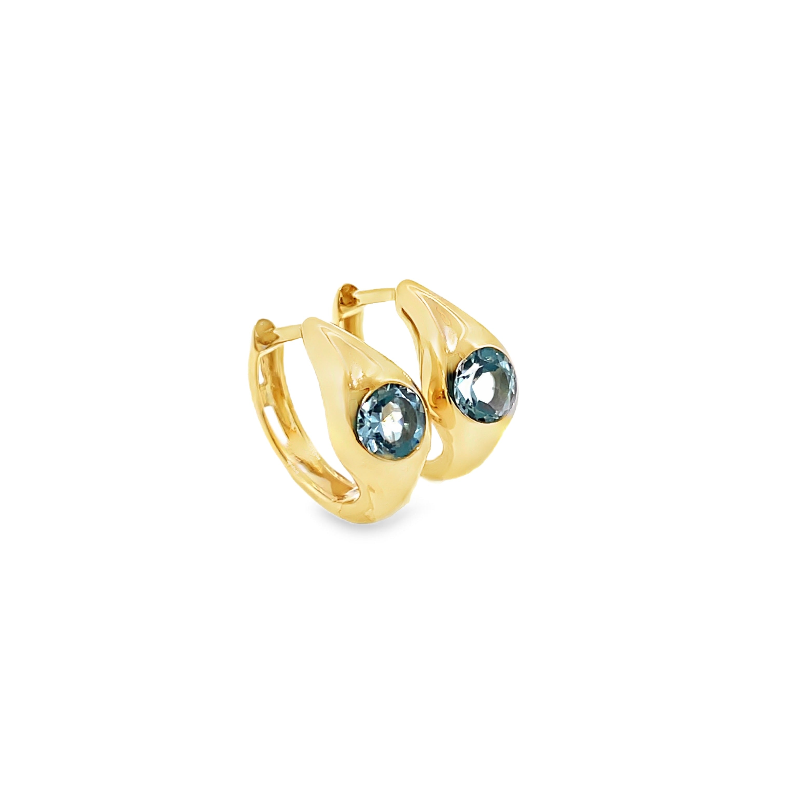 Blue Topaz Drop Earrings in Yellow Gold