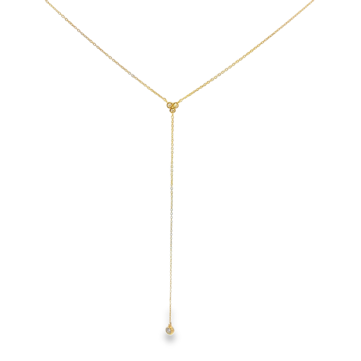 Yellow Gold Diamond Lariat Drop Necklace