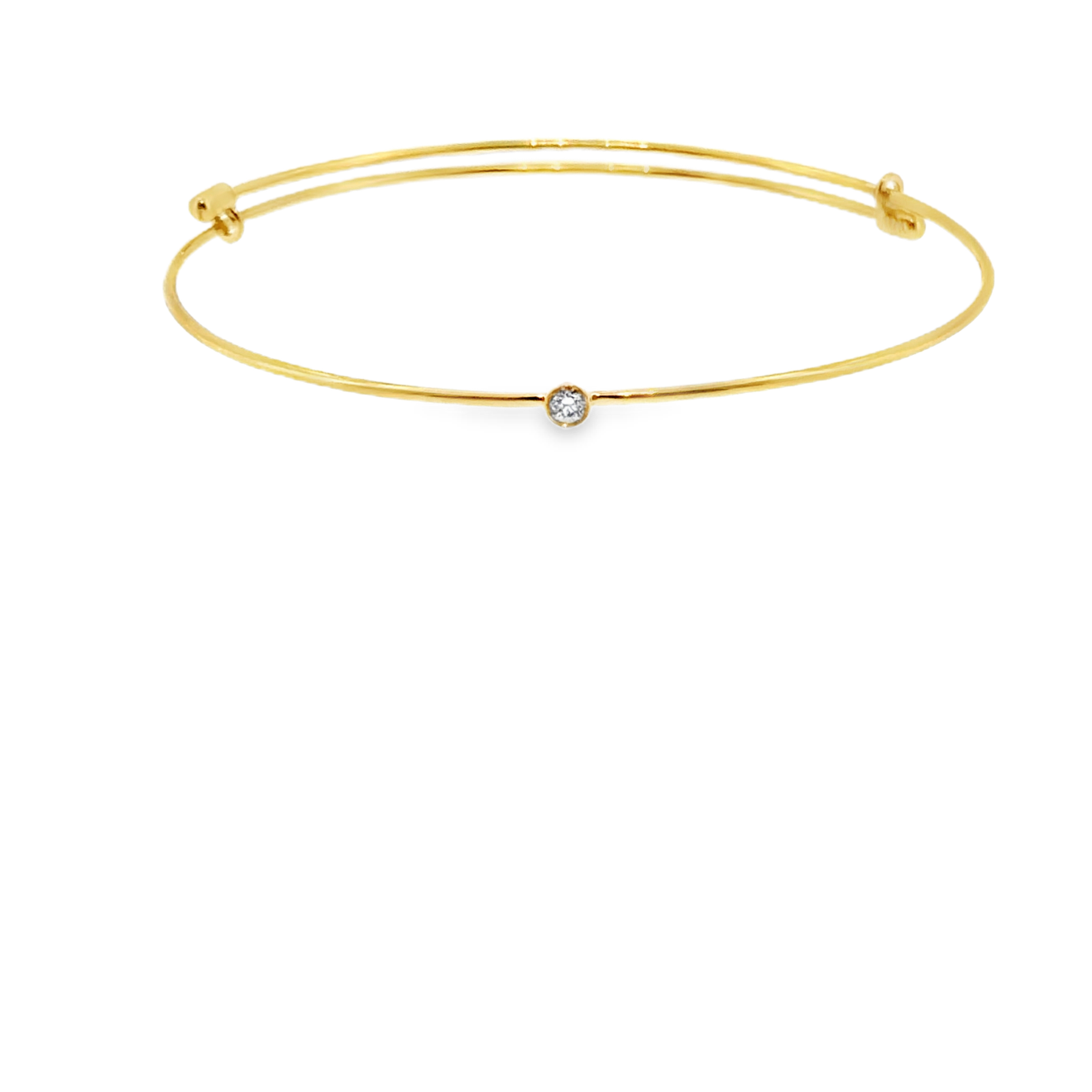Solitaire Diamond Adjustable Wire Bangle in Yellow Gold