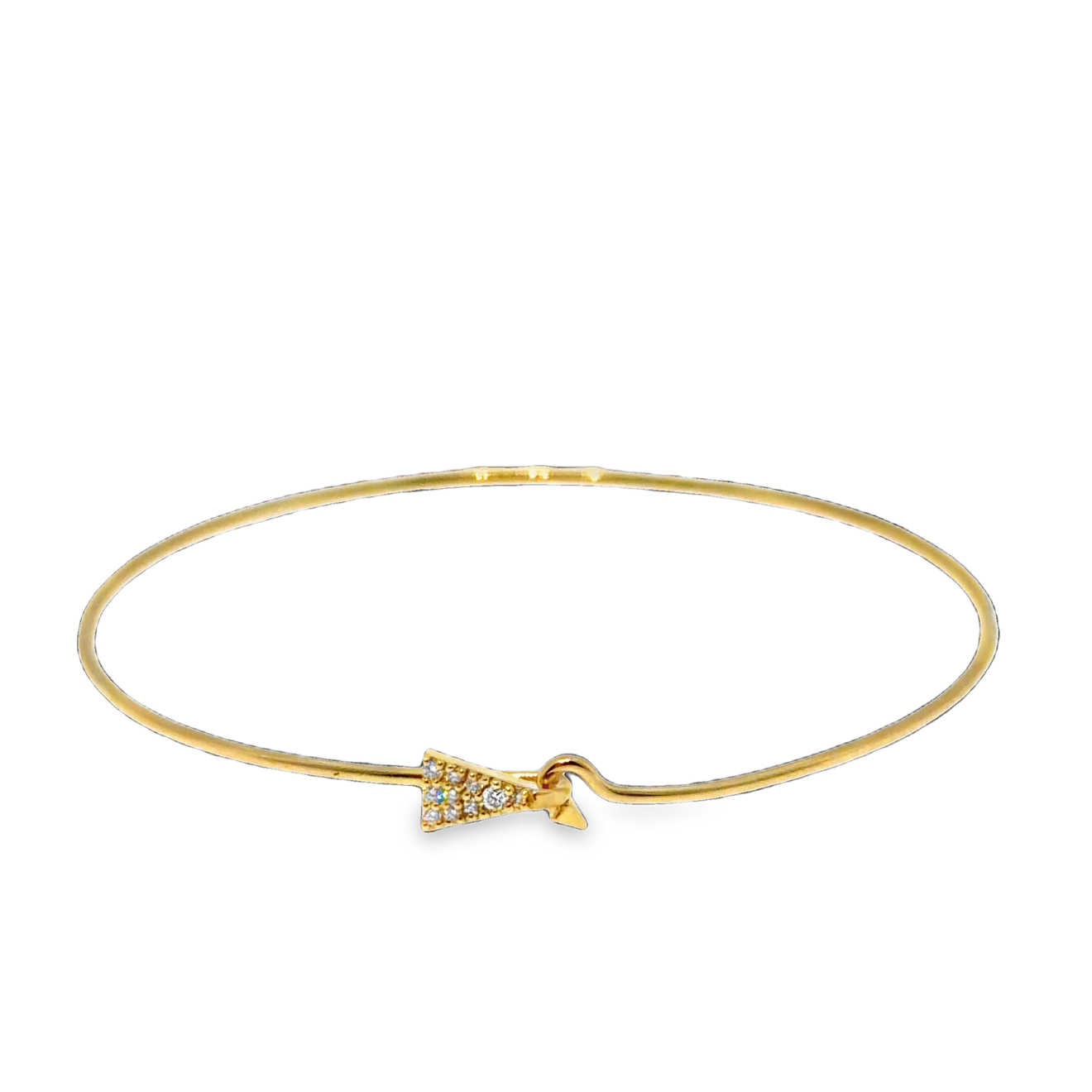 Yellow Gold Bangle with Diamond Triangle Accent