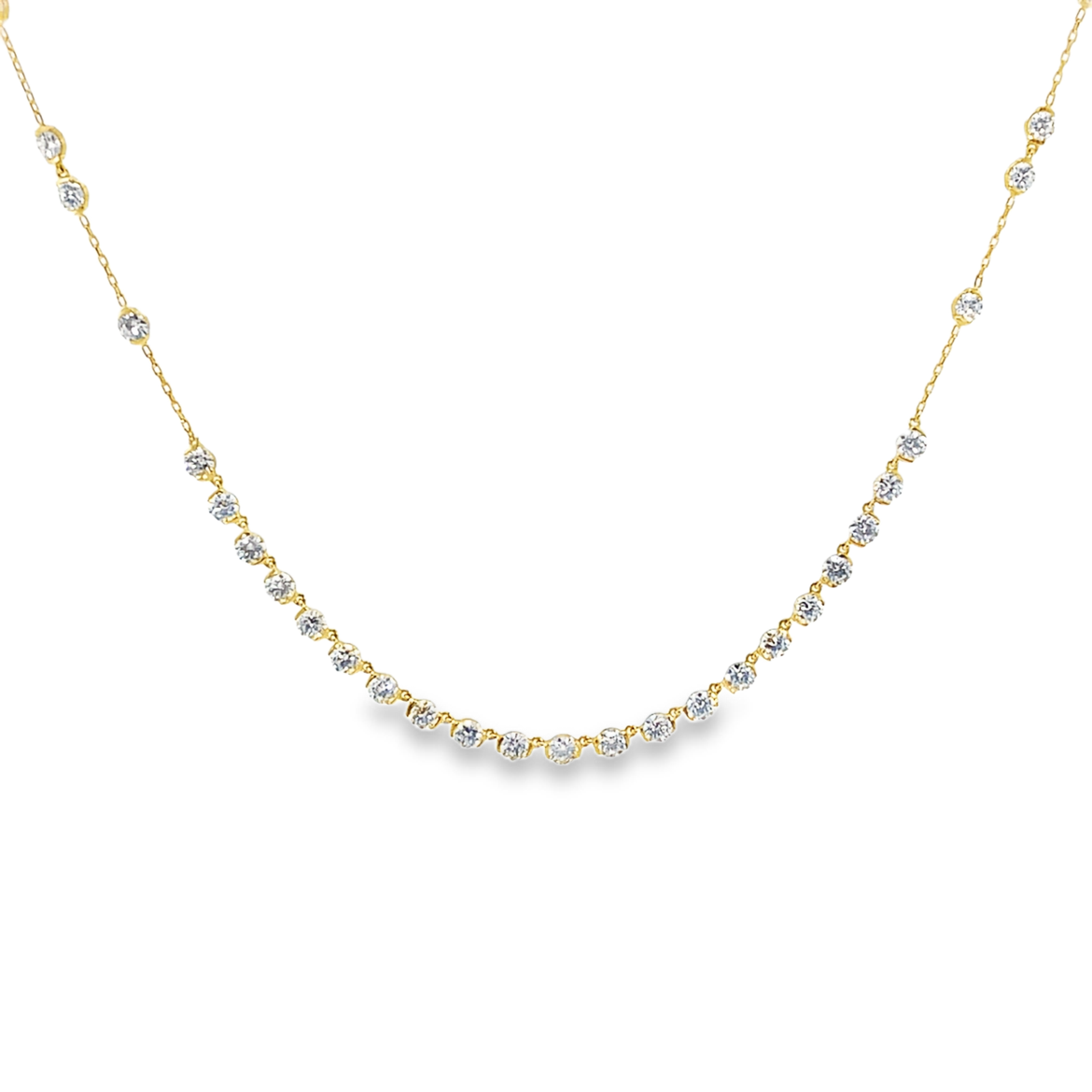 Yellow Gold Diamond Station Necklace