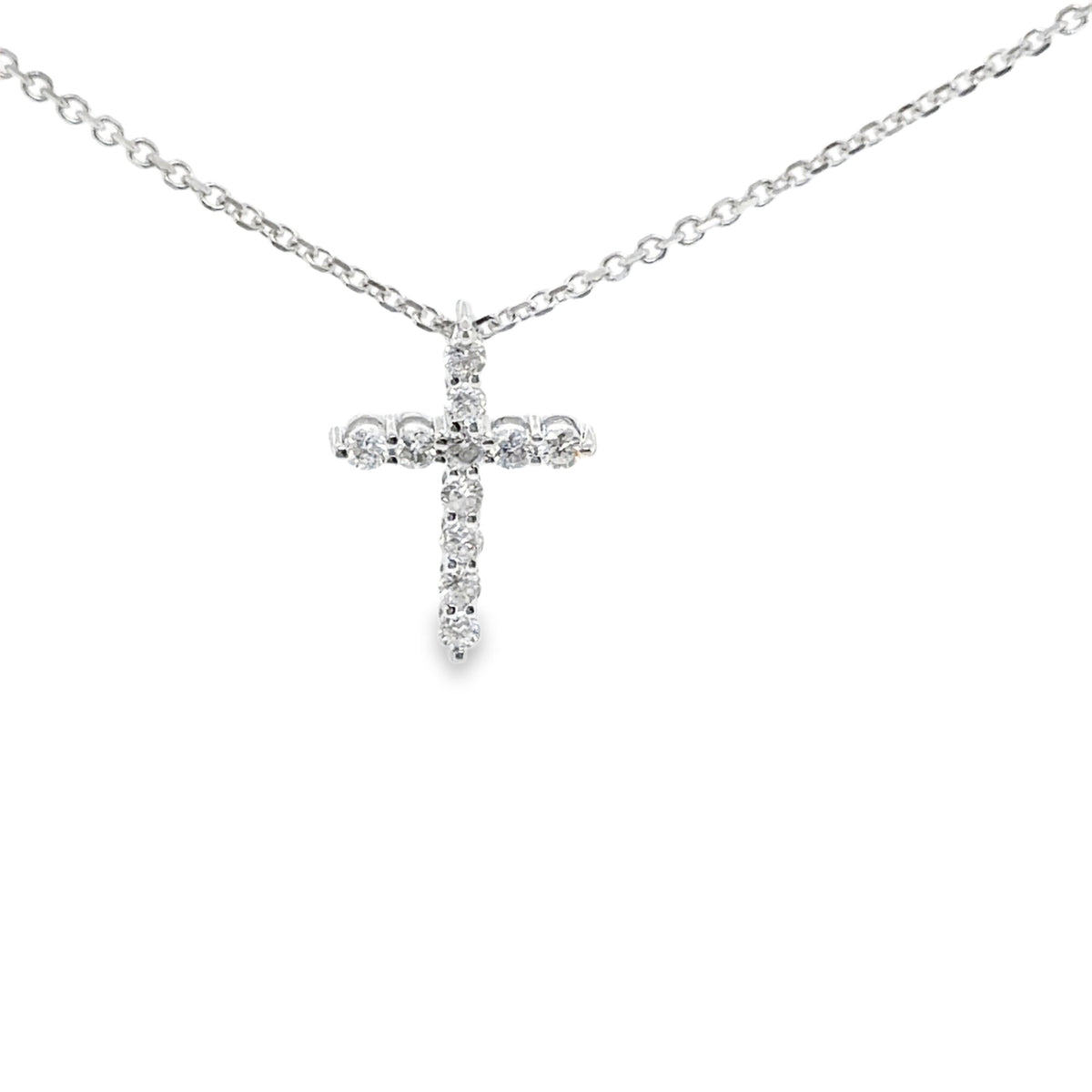 White Gold Diamond Cross Pendant Necklace
