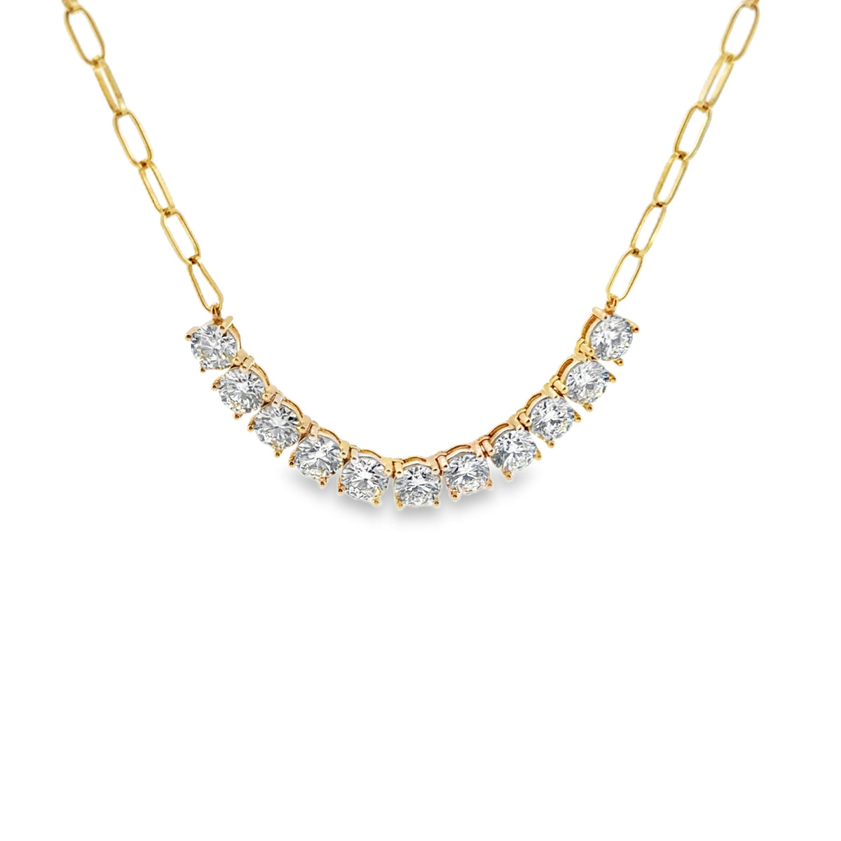 Yellow Gold Diamond Curved Necklace