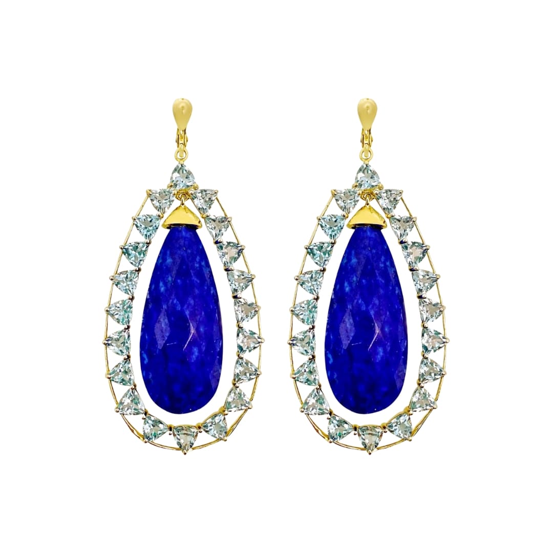 Lapis and Blue Topaz Statement Earrings