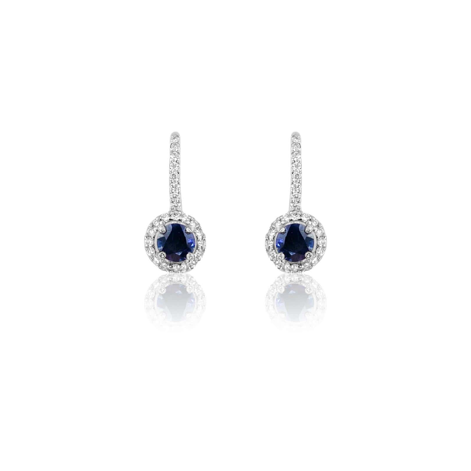 Sapphire and Diamond Halo Huggie Earrings