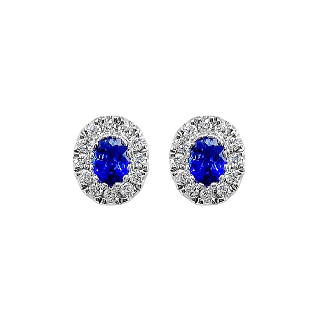 Diamond and Oval Sapphire Earrings