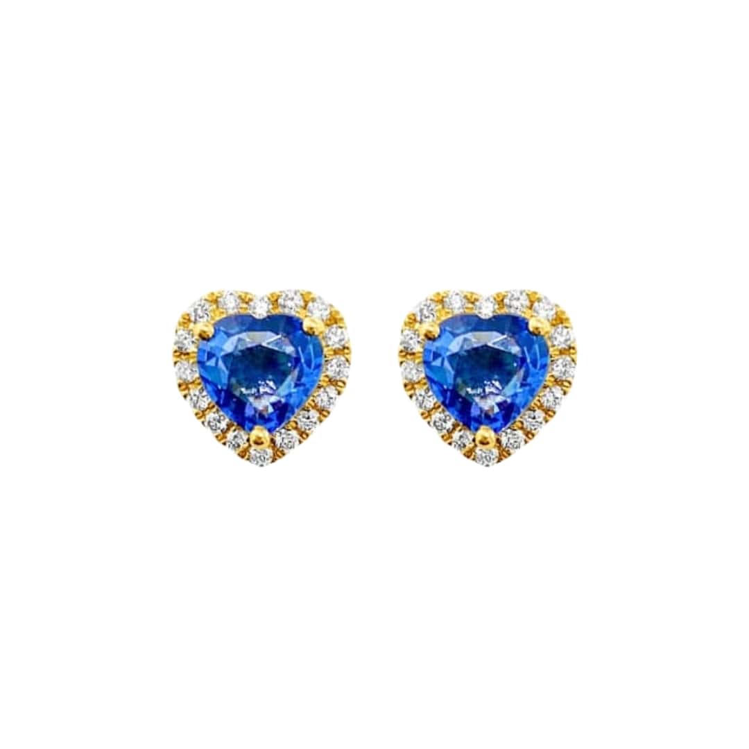 Sapphire and Diamond Heart Earrings