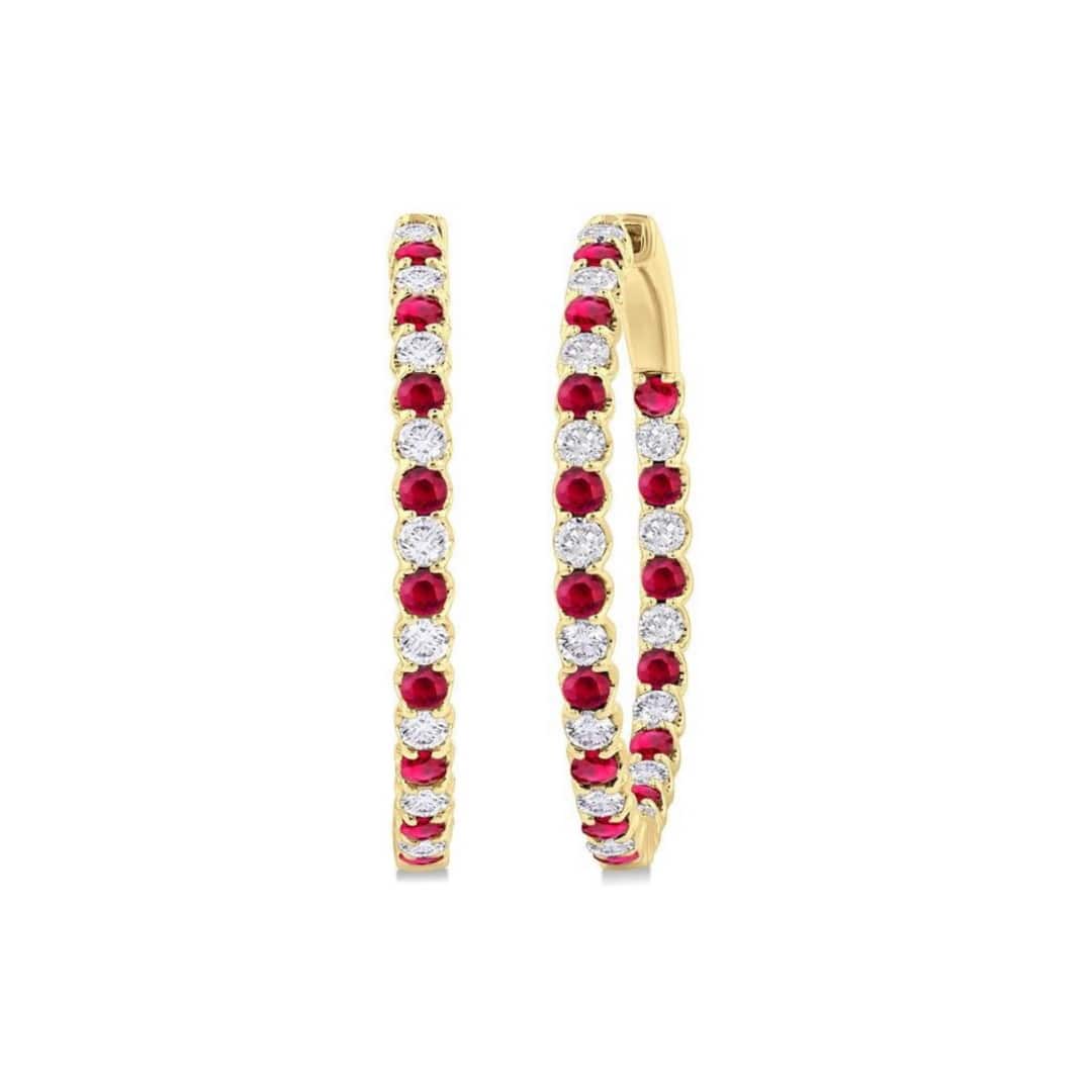 Inside Out Ruby and Diamond Hoops