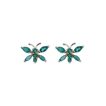 Emerald and Diamond Dragonfly Earrings