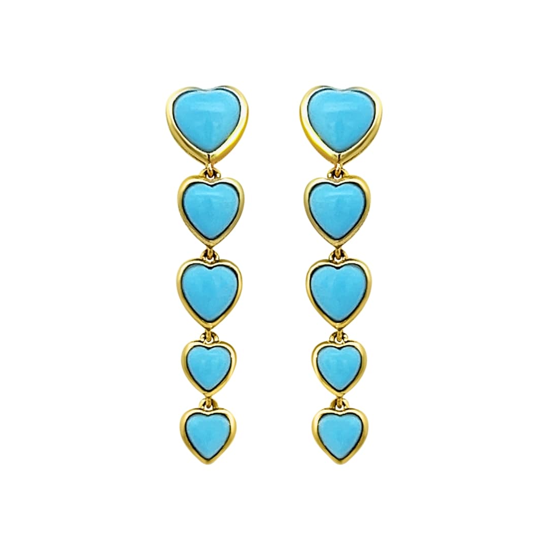 Graduating Turquoise Heart Earrings