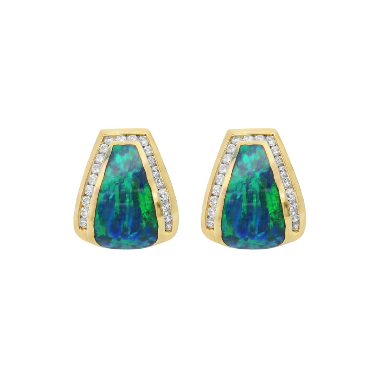 Opal and Diamond Inlay Earrings