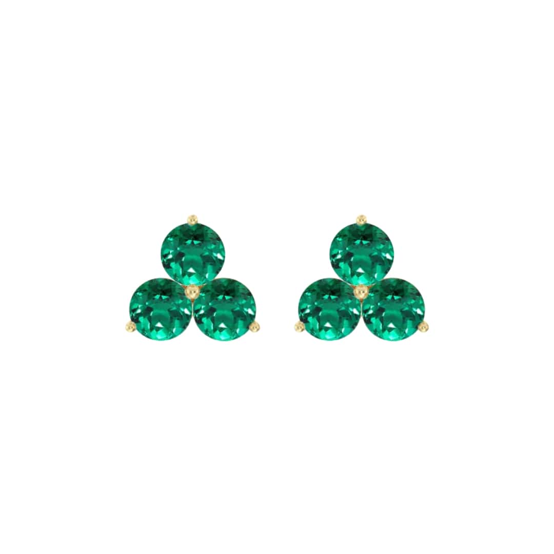 Mini Emerald Triangle Earrings