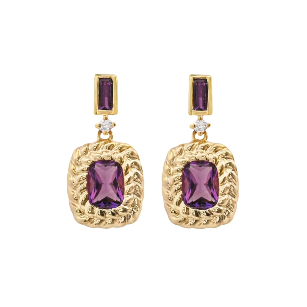 Amethyst and Diamond Dangle Earrings