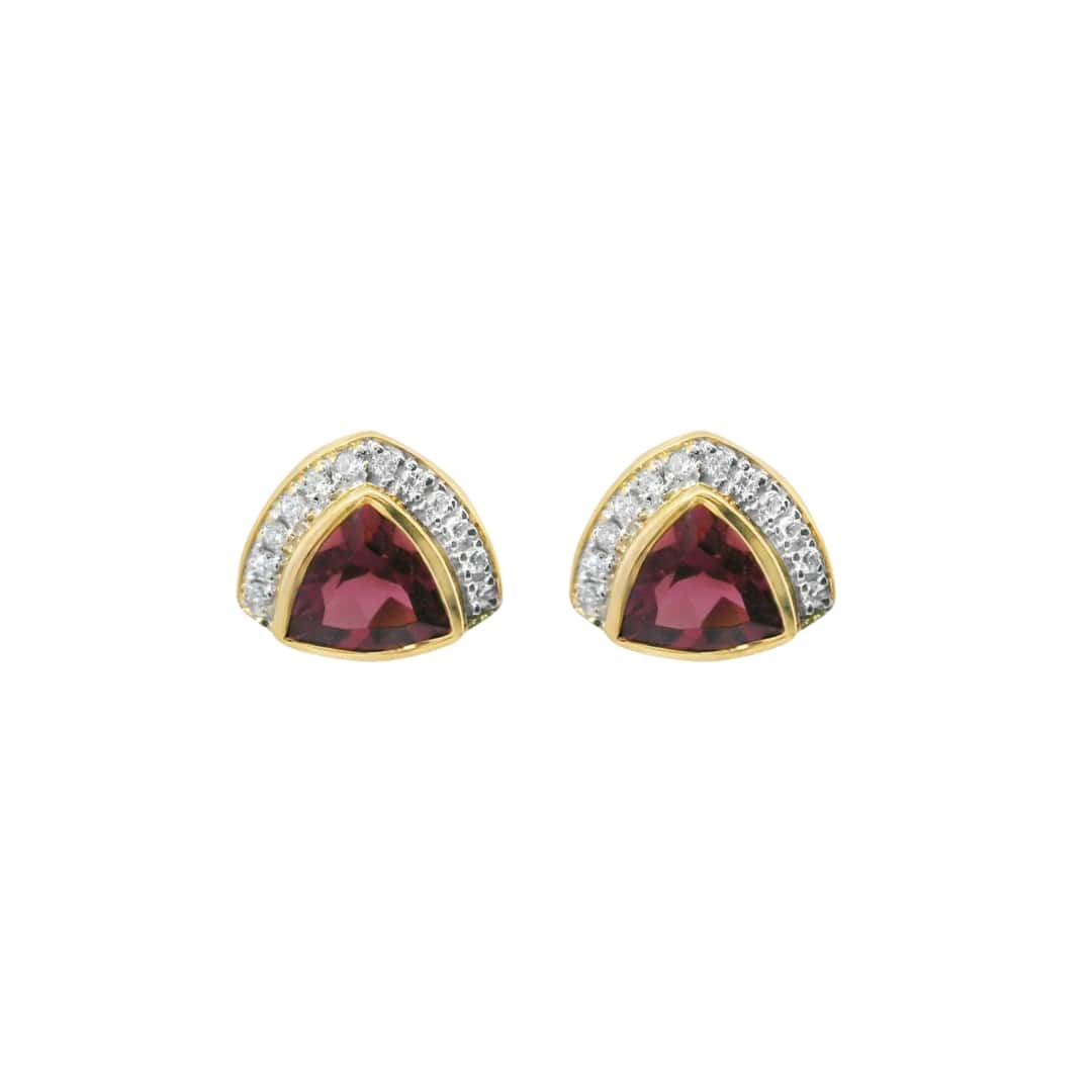 Trillion Pink Tourmaline and Diamond Earrings