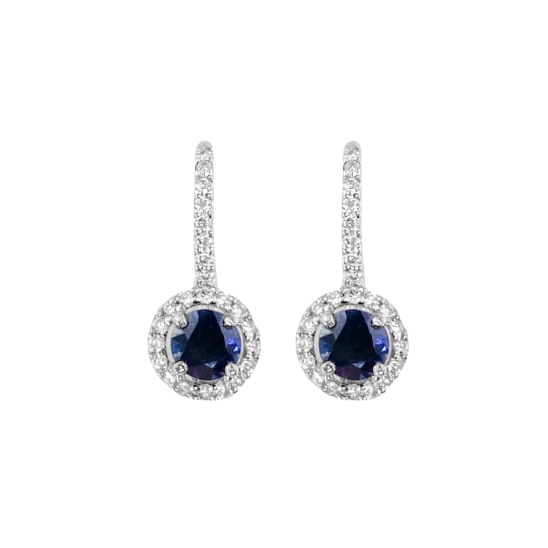 Sapphire and Diamond Halo Huggie Earrings