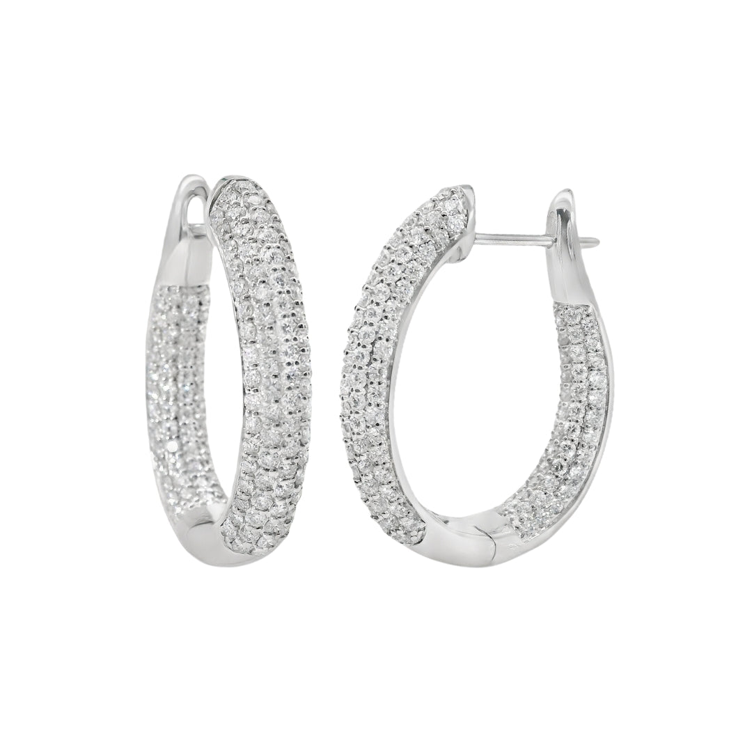 Pave Diamond Hoop Earrings