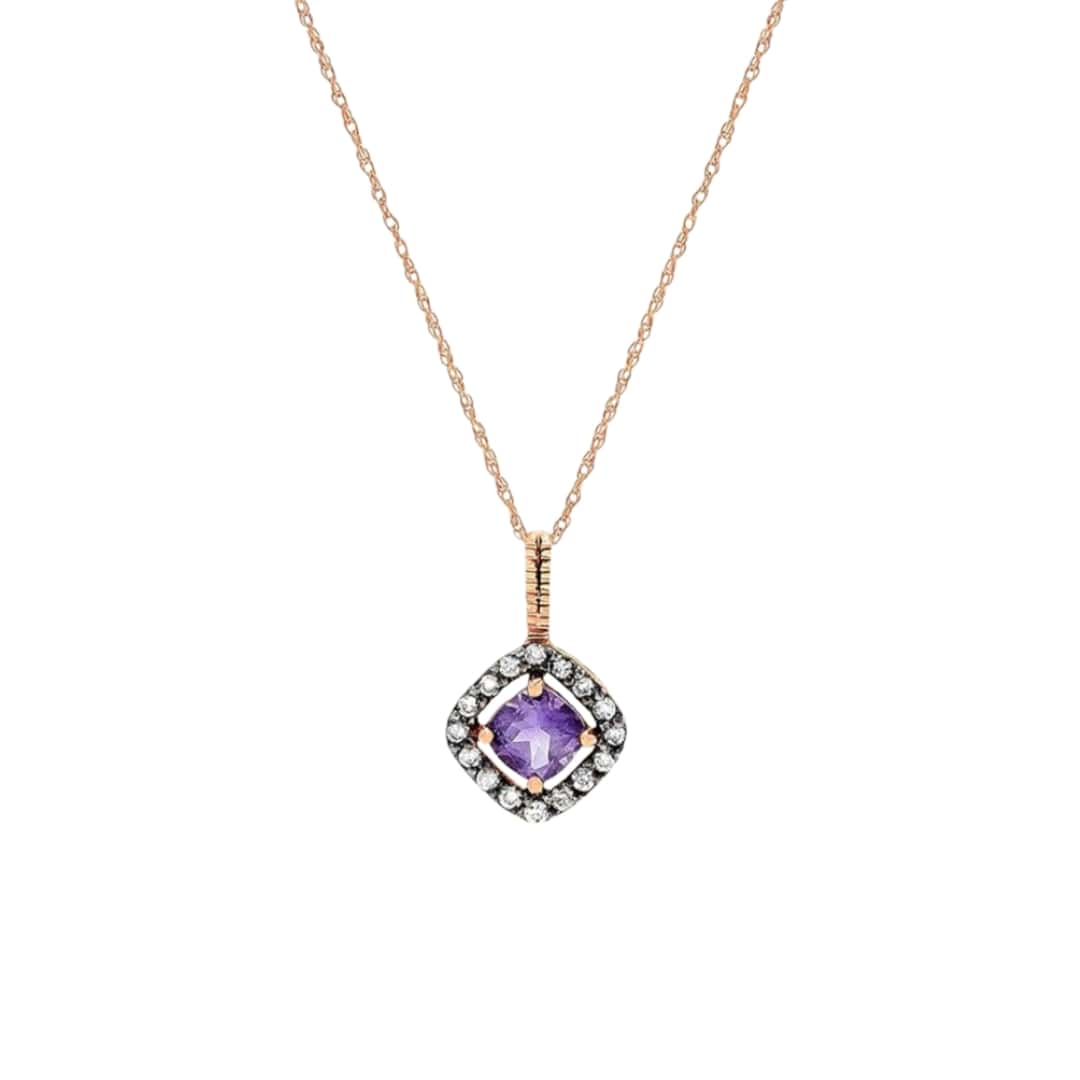 Amethyst and Diamond Pendant Necklace