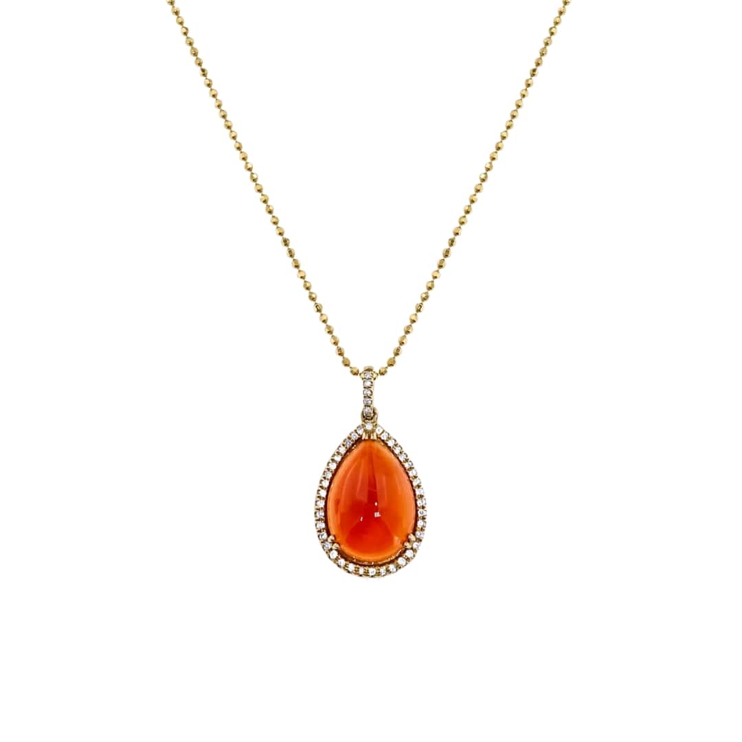 Carnelian and Diamond Pendant Necklace