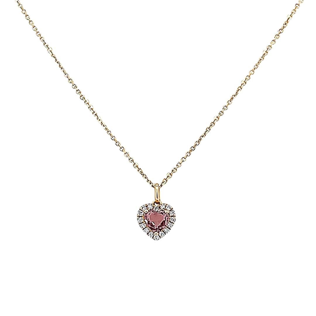 Pink Sapphire and Diamond Heart Necklace