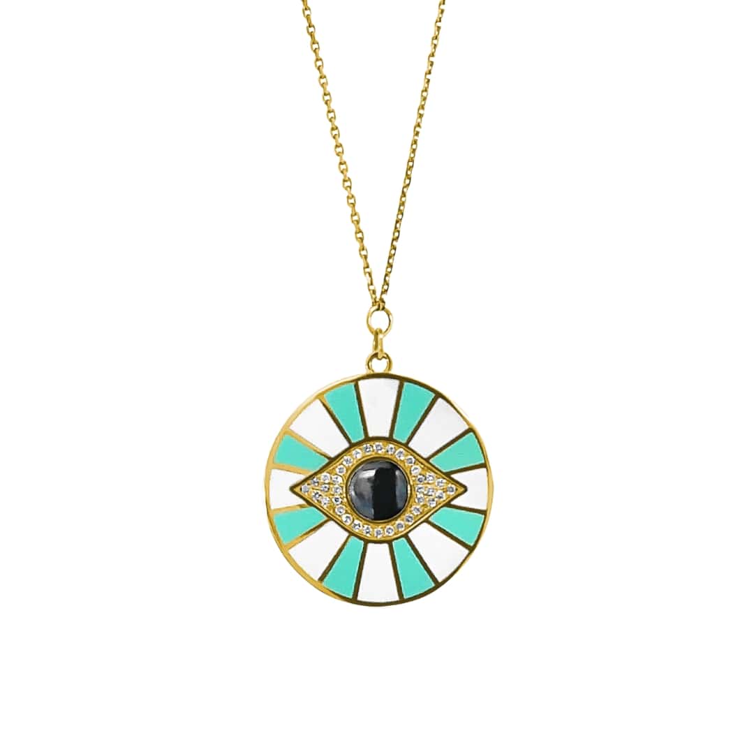 Enamel and Diamond Evil Eye Necklace