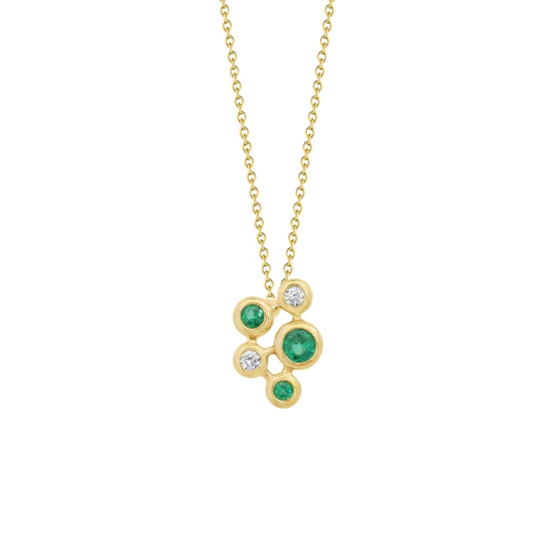 Emerald and Diamond Bezel Necklace
