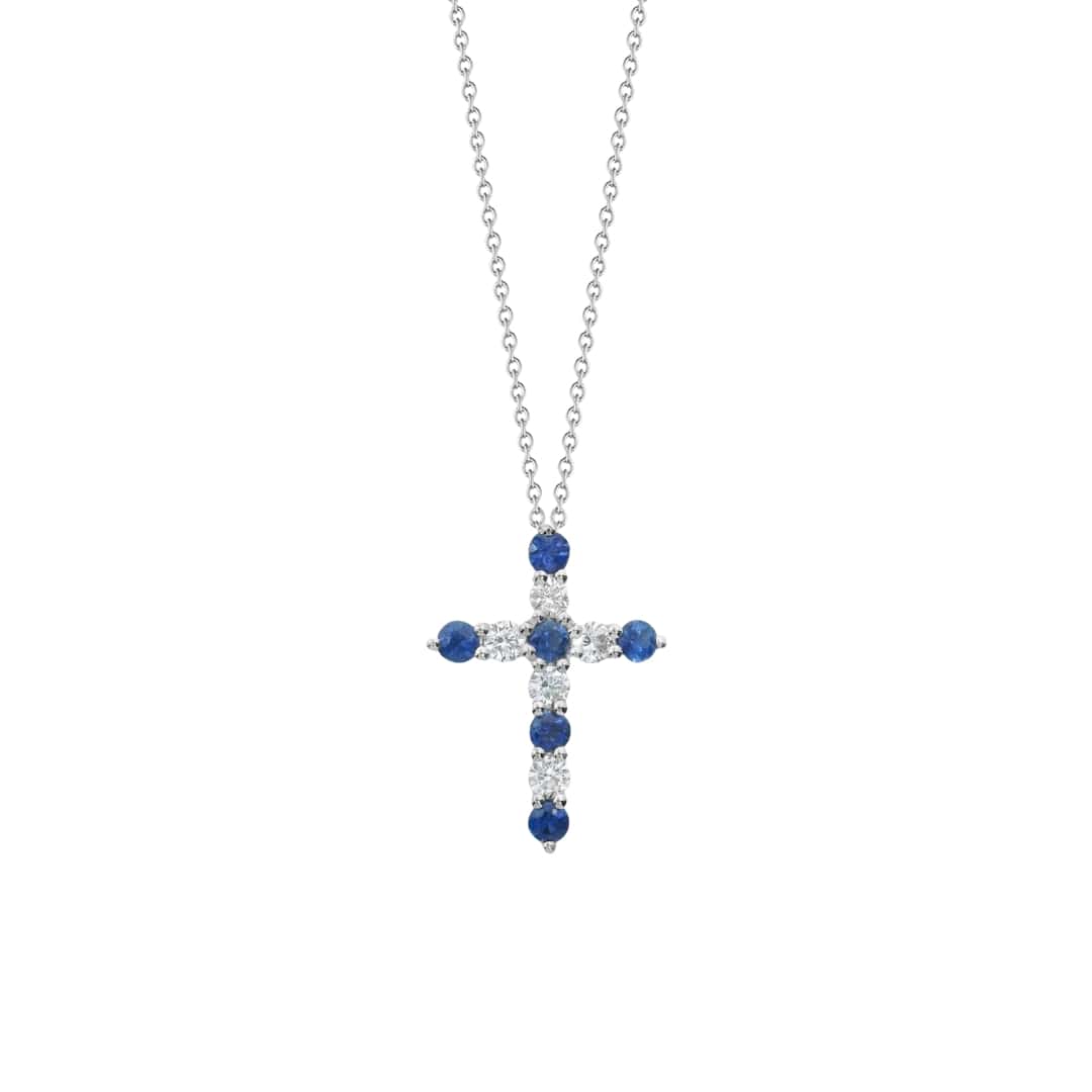 Sapphire and Diamond Cross Necklace