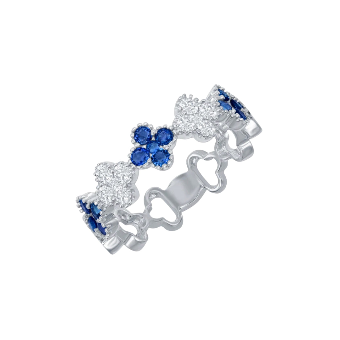 Sapphire and Diamond Clover Ring