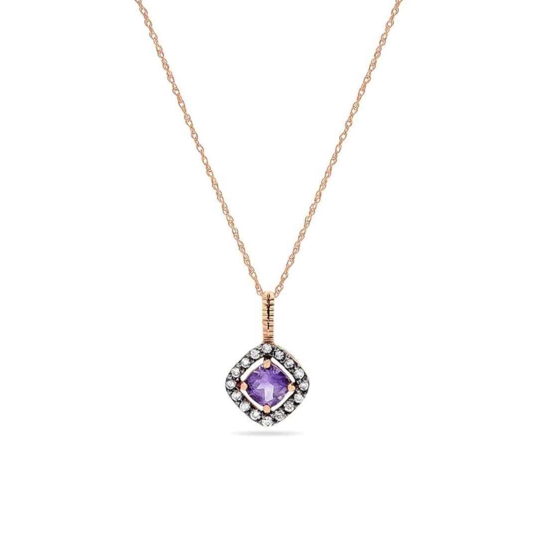 Amethyst and Diamond Pendant Necklace