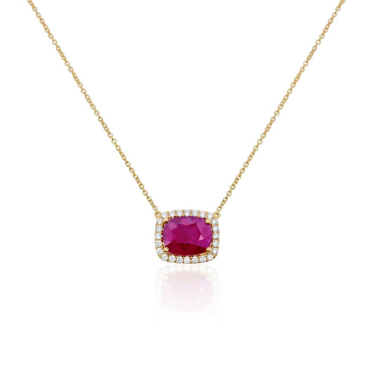 East West Ruby and Diamond Necklace