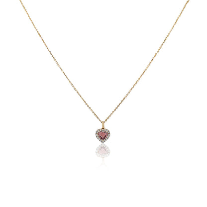 Diamond and Pink Sapphire Heart Necklace