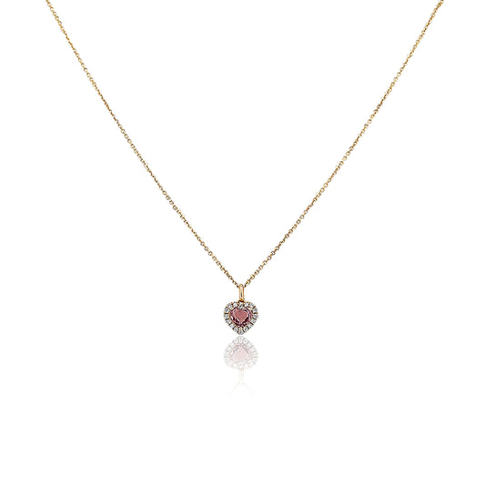 Diamond and Pink Sapphire Heart Necklace
